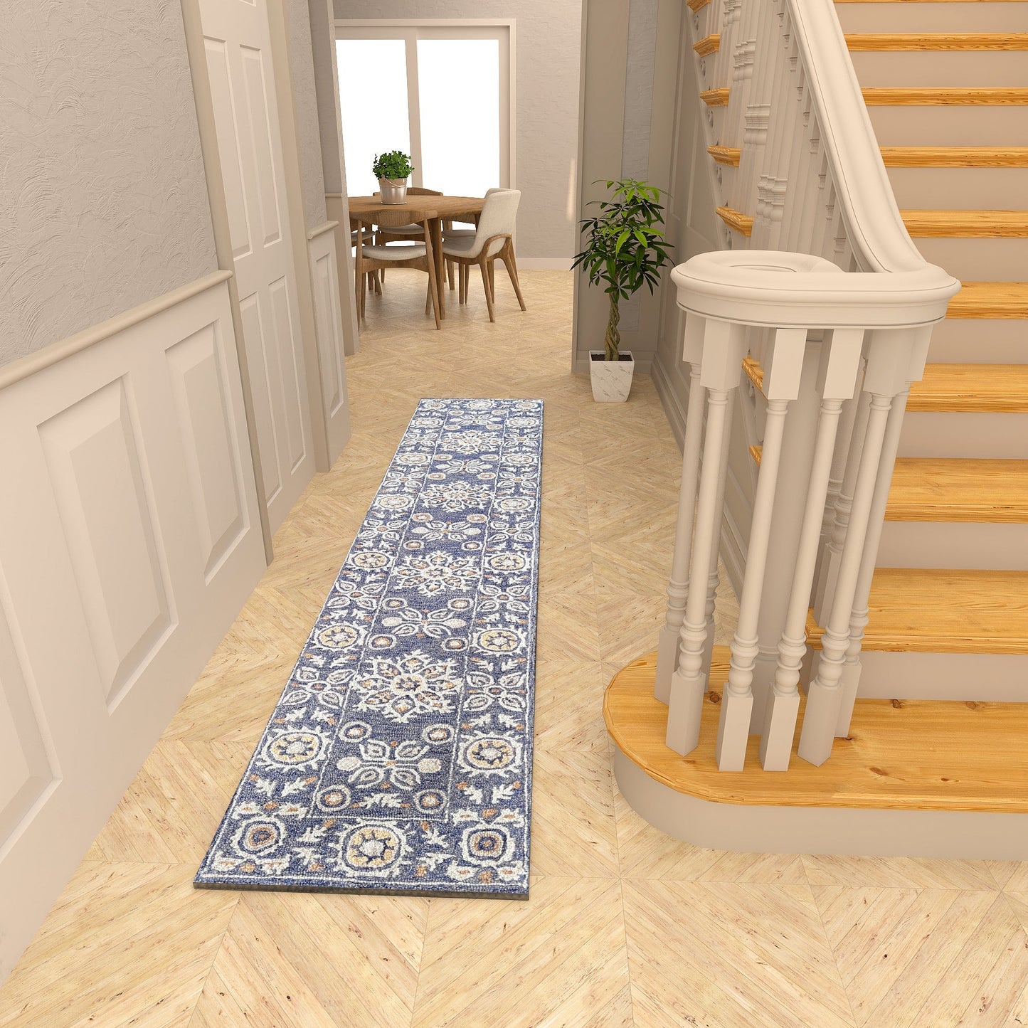 Premium Hand-Tufted Rug Made of 100% Wool - Nomadic Sun - 2x6 Feet