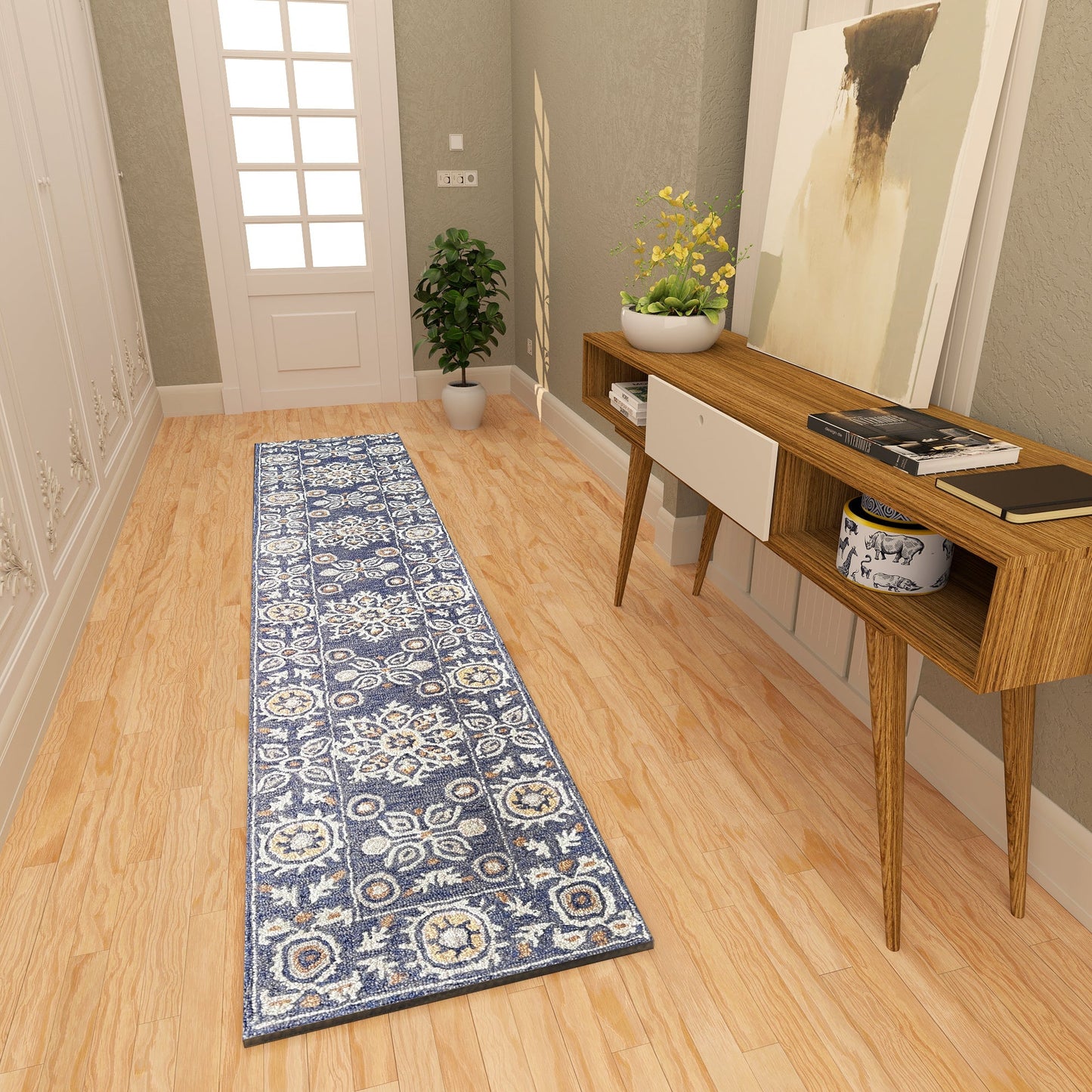 Premium Hand-Tufted Rug Made of 100% Wool - Nomadic Sun - 2x6 Feet