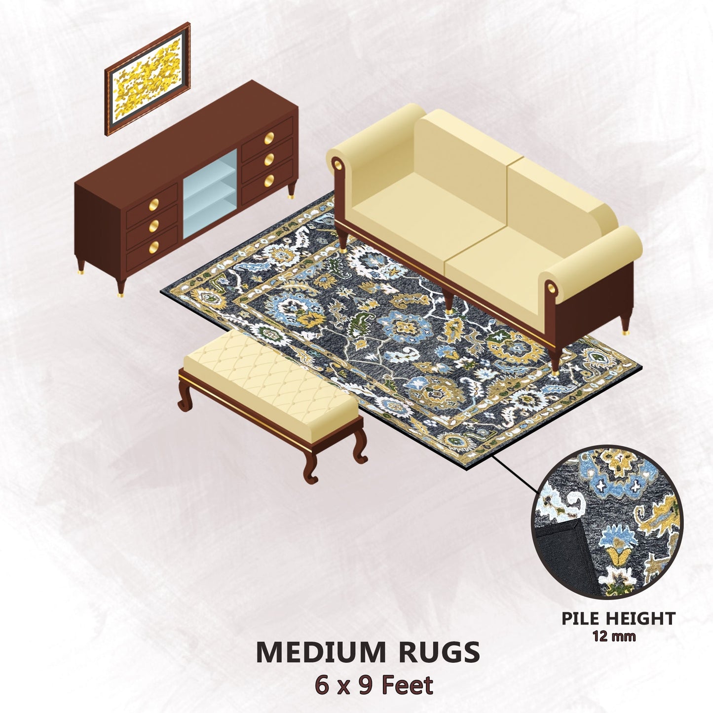 Premium Hand-Tufted Rug Made of 100% Wool - Old Country - 6x9 Feet