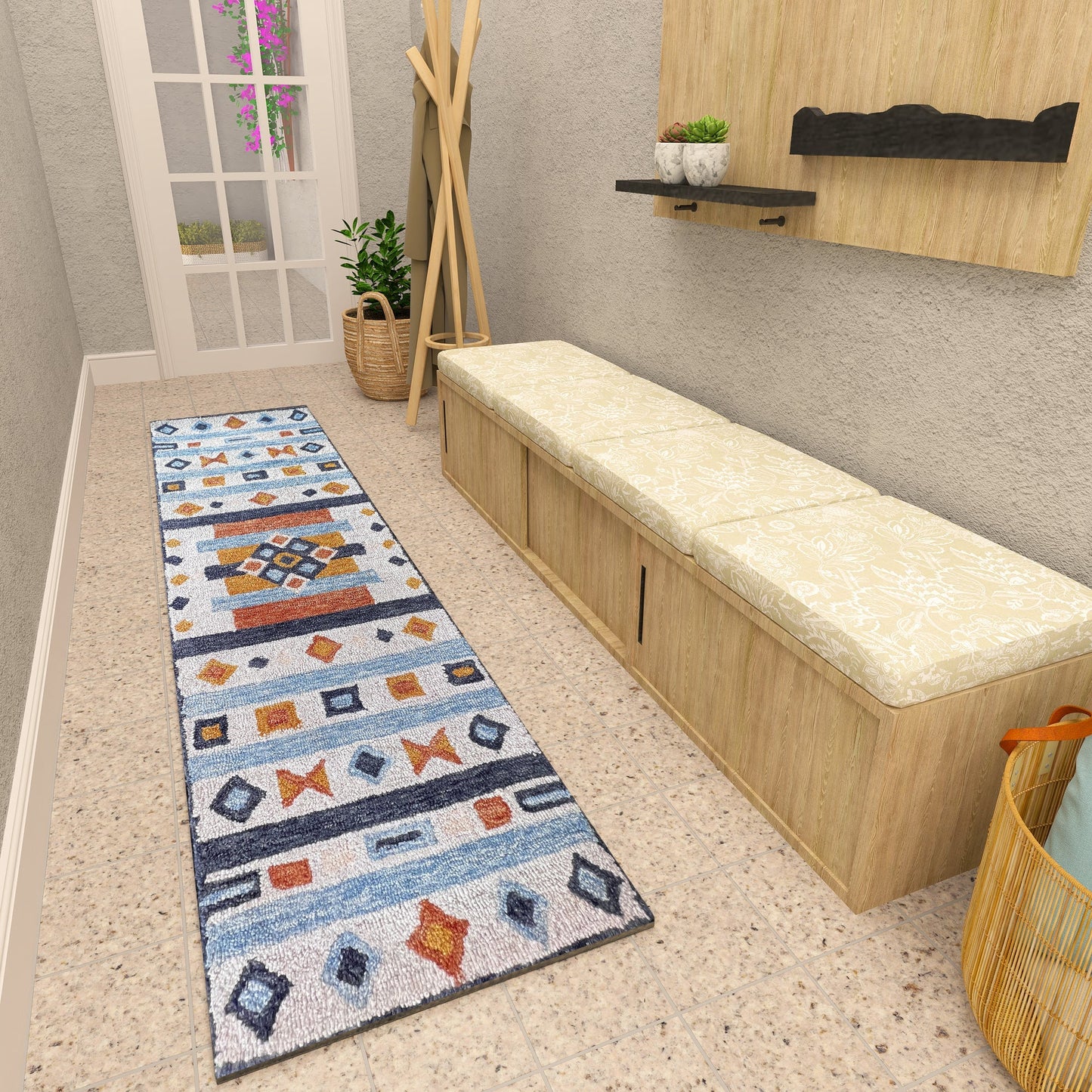 Premium Hand-Tufted Rug Made of 100% Wool - Ojo De Dios - 2x8 Feet