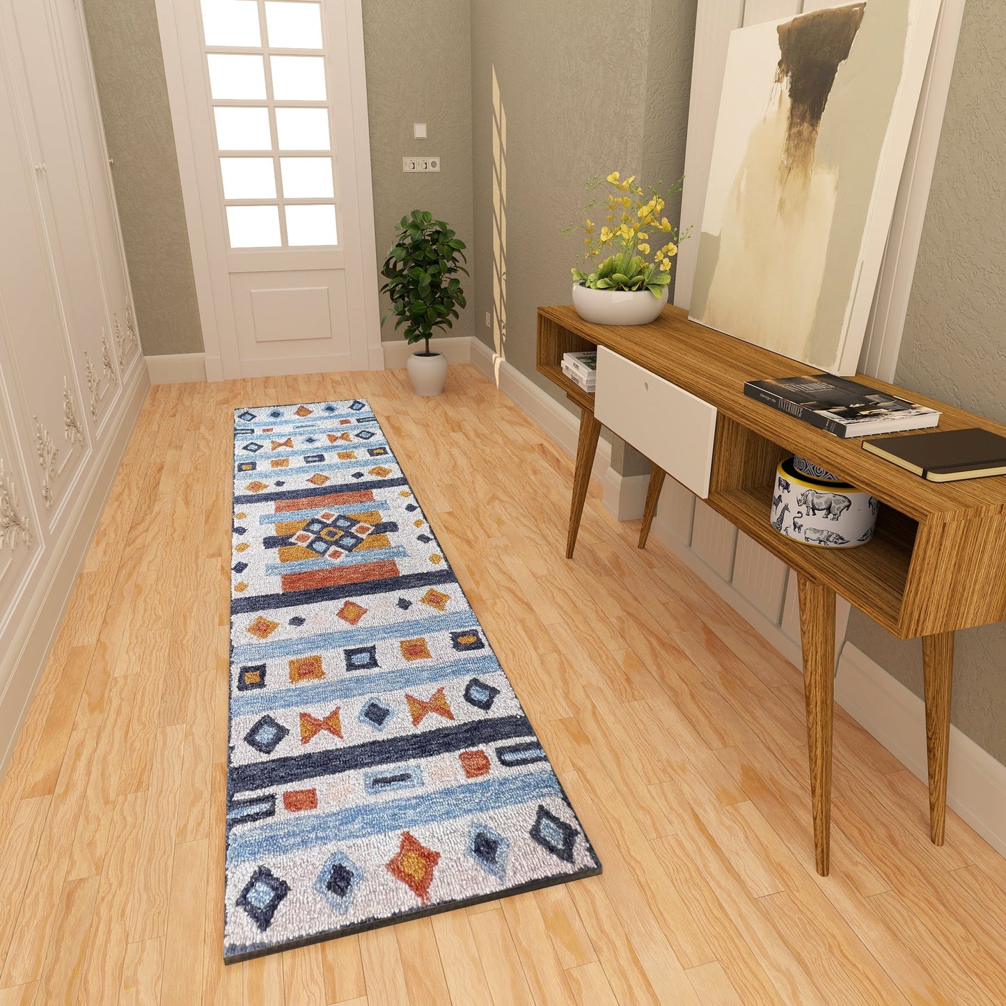 Premium Hand-Tufted Rug Made of 100% Wool - Ojo De Dios - 2x8 Feet
