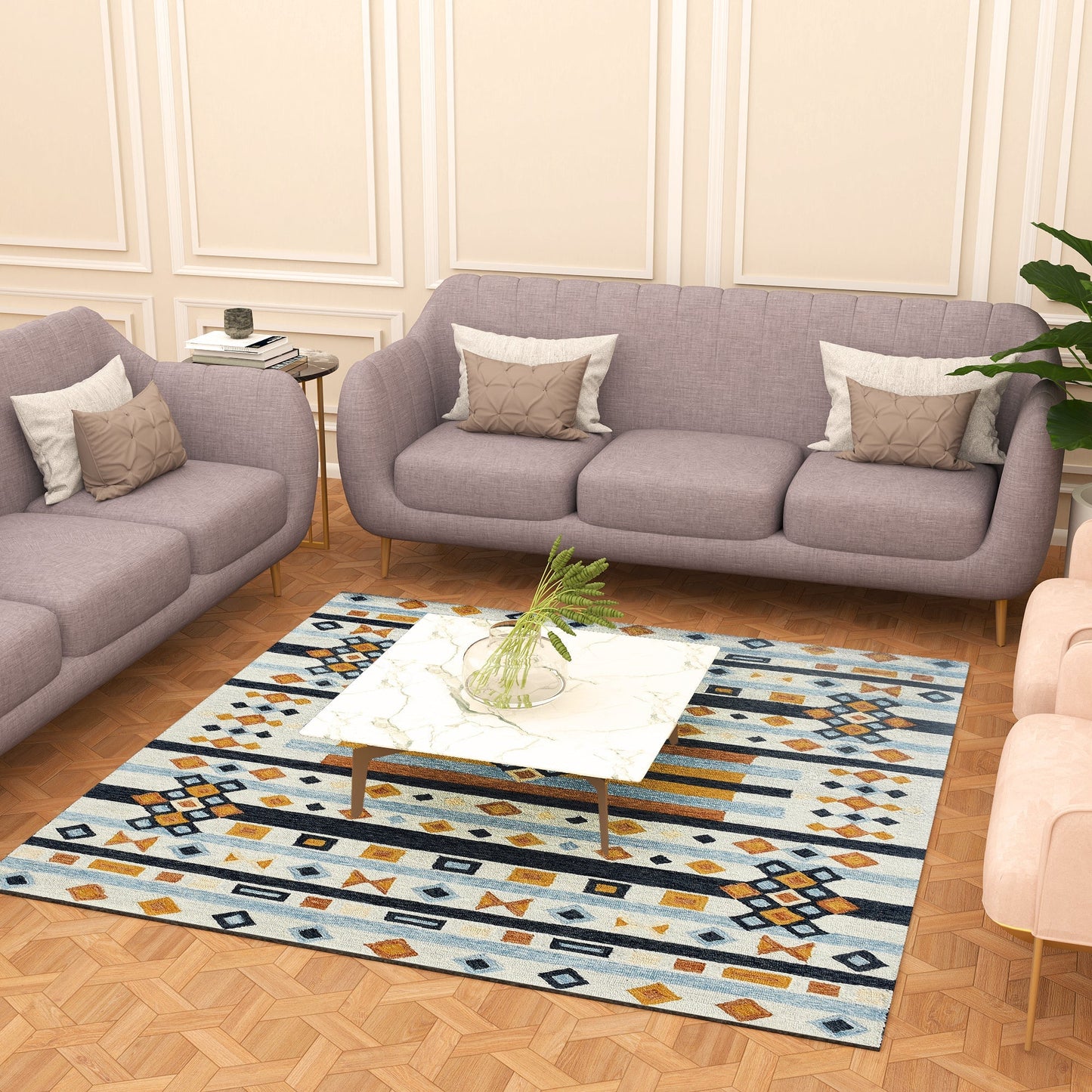 Premium Hand-Tufted Rug Made of 100% Wool - Ojo De Dios - 6x6 Feet