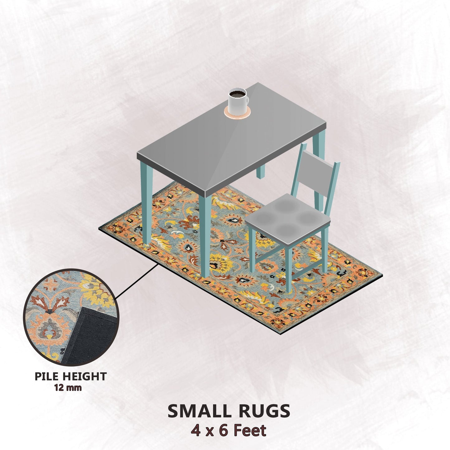 Premium Hand-Tufted Rug Made of 100% Wool - Oui Versaille - 4x6 Feet