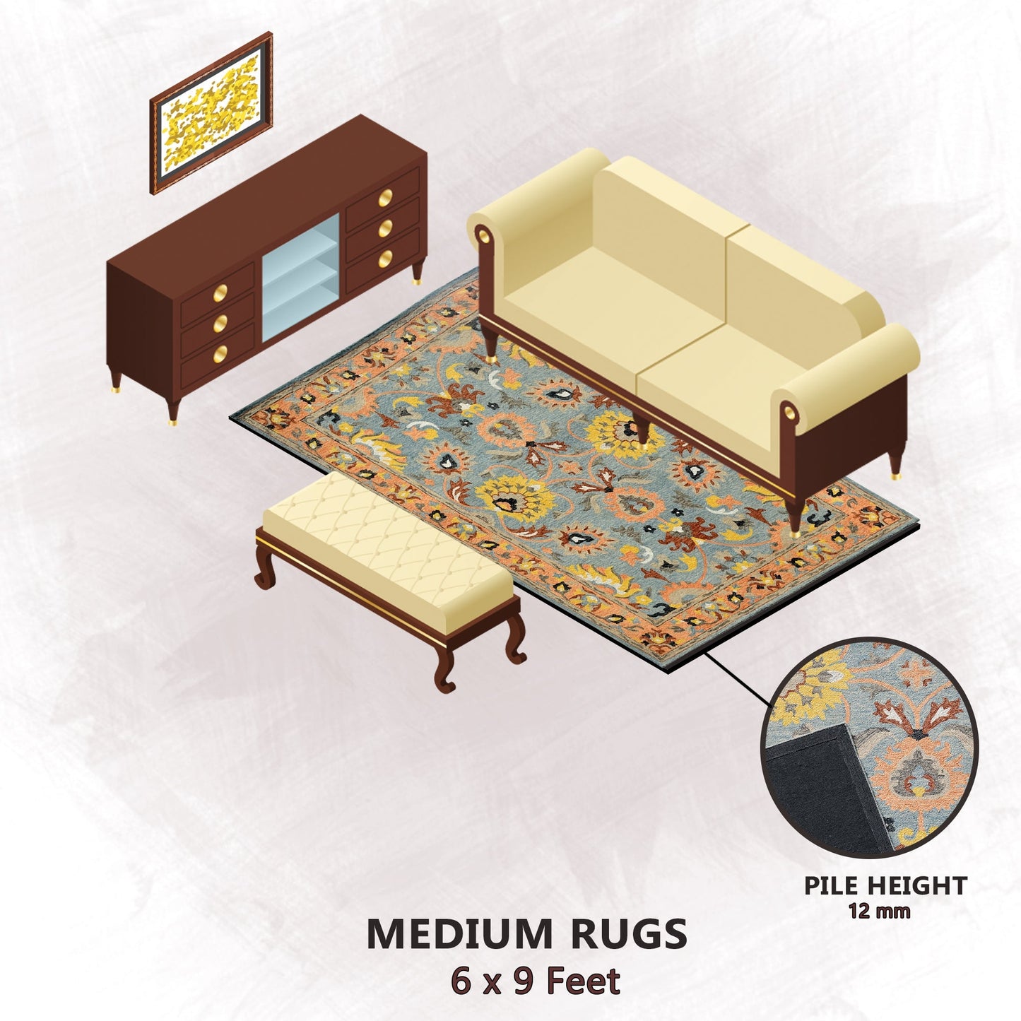 Premium Hand-Tufted Rug Made of 100% Wool - Oui Versaille - 6x9 Feet