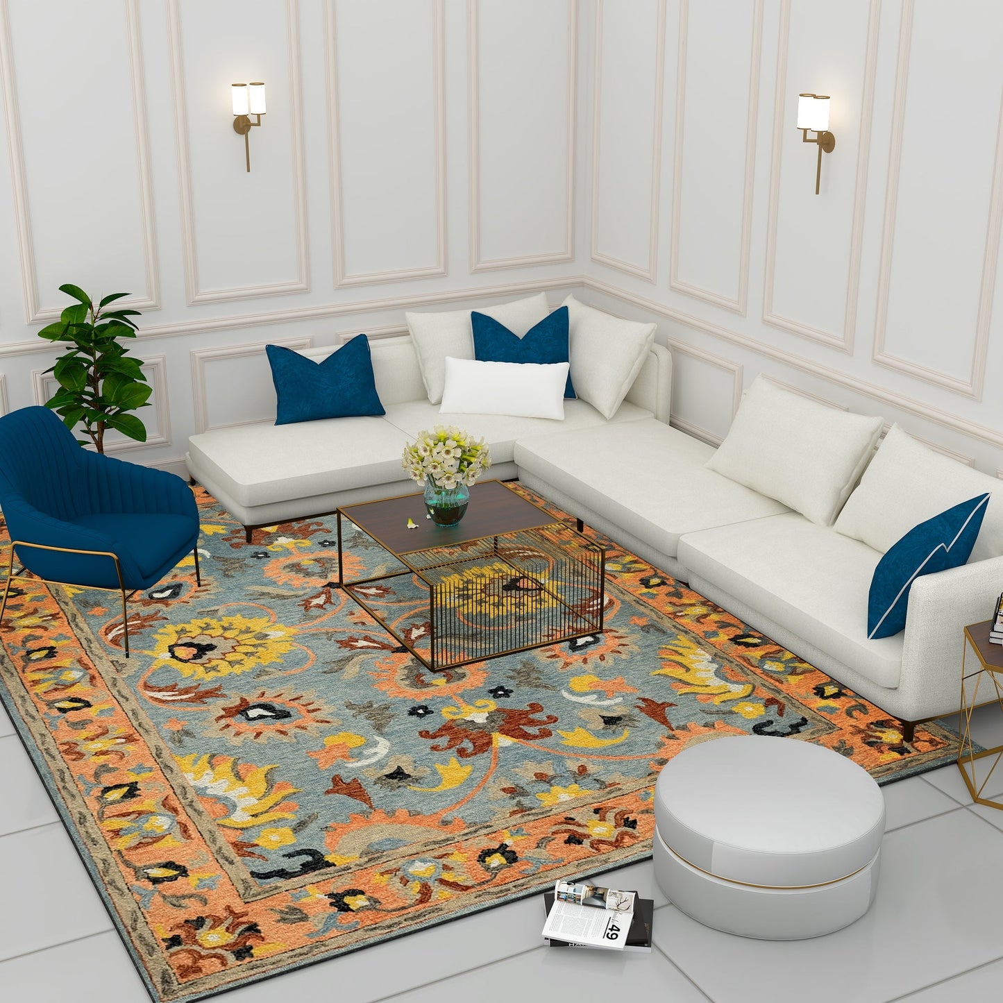 Premium Hand-Tufted Rug Made of 100% Wool - Oui Versaille - 9x12 Feet