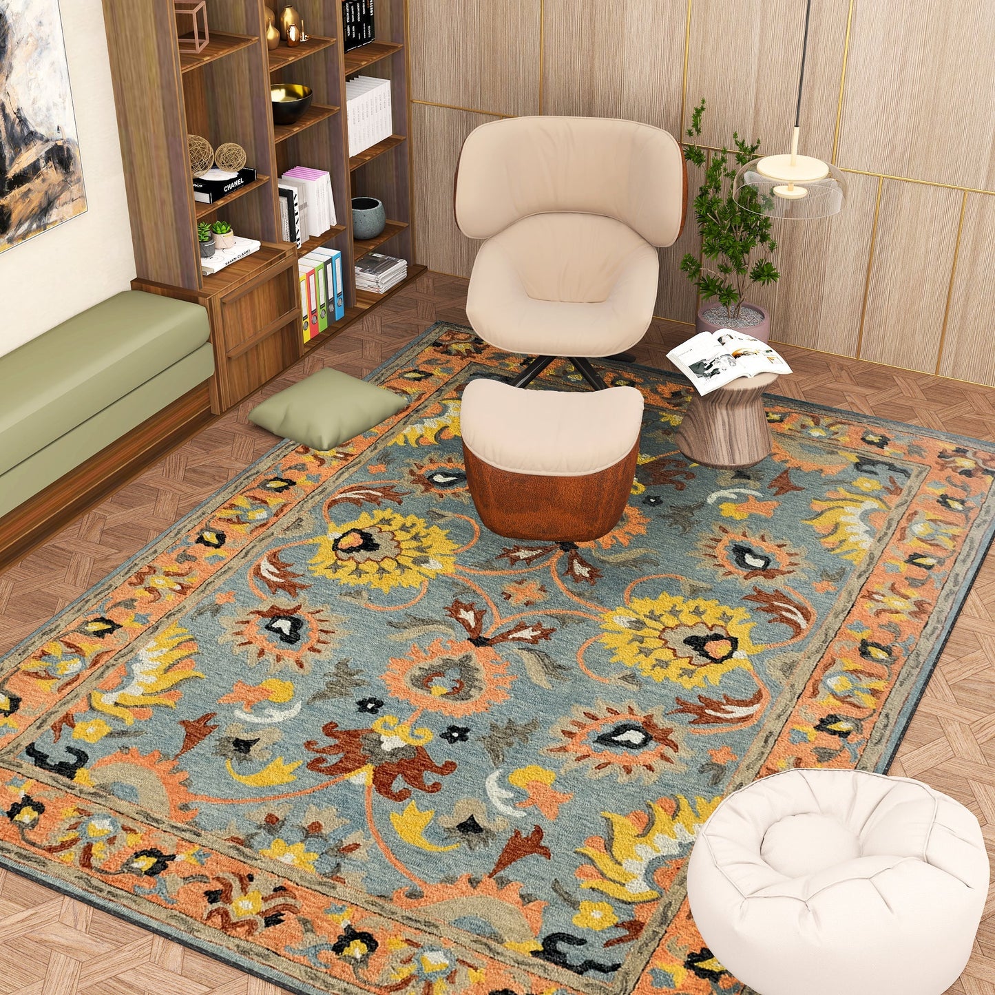 Premium Hand-Tufted Rug Made of 100% Wool - Oui Versaille - 9x12 Feet