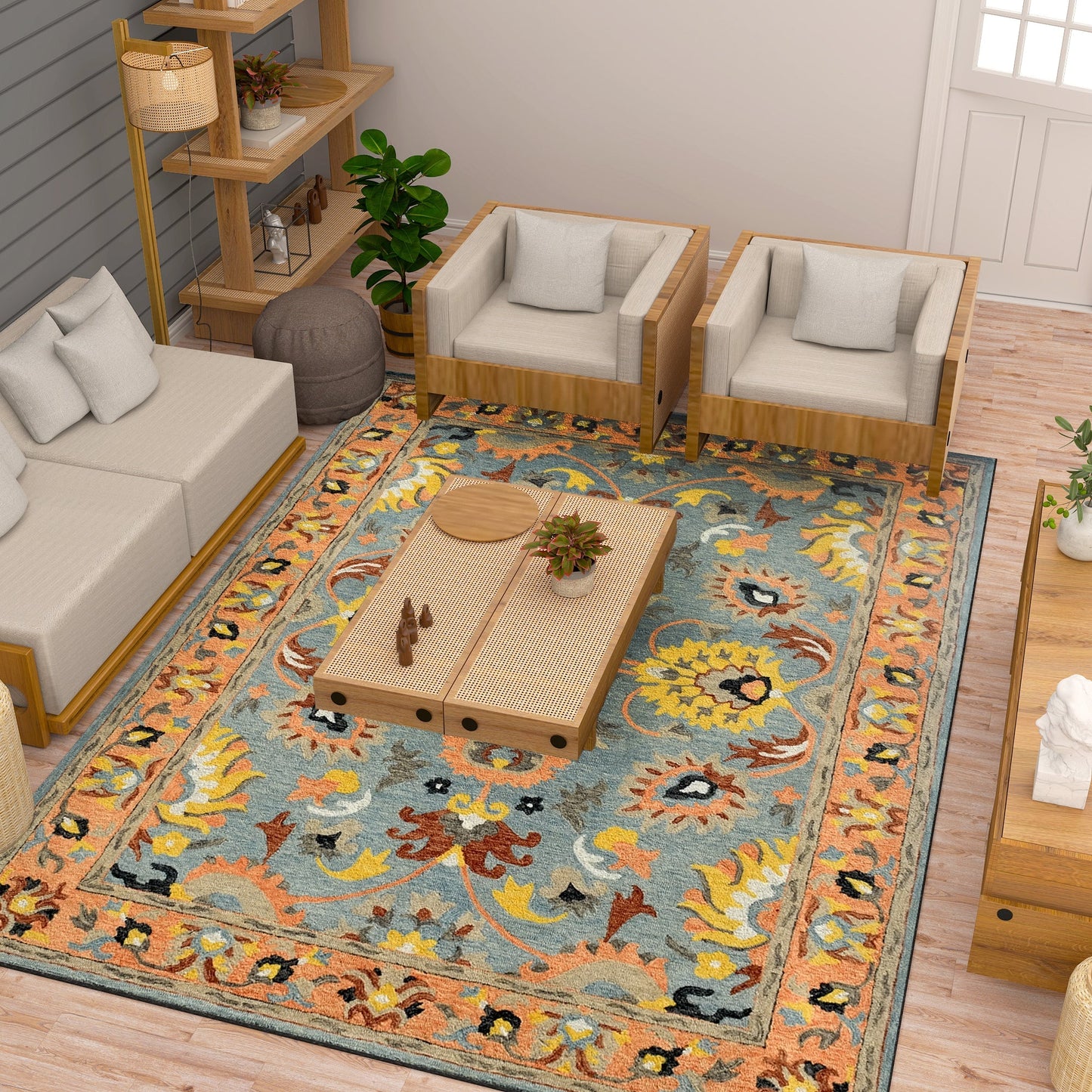 Premium Hand-Tufted Rug Made of 100% Wool - Oui Versaille - 9x12 Feet