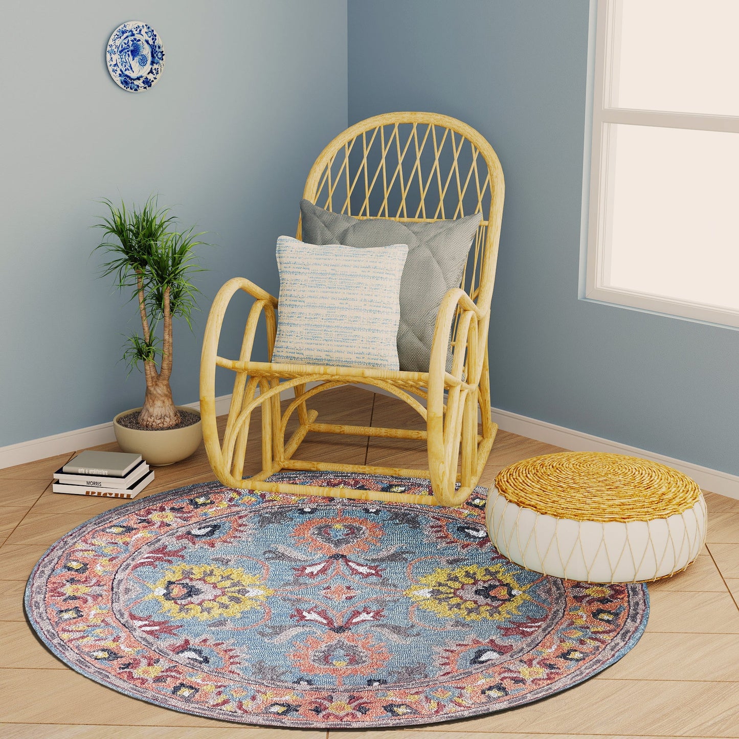 Premium Hand-Tufted Rug Made of 100% Wool - Oui Versaille - 5x5 Feet
