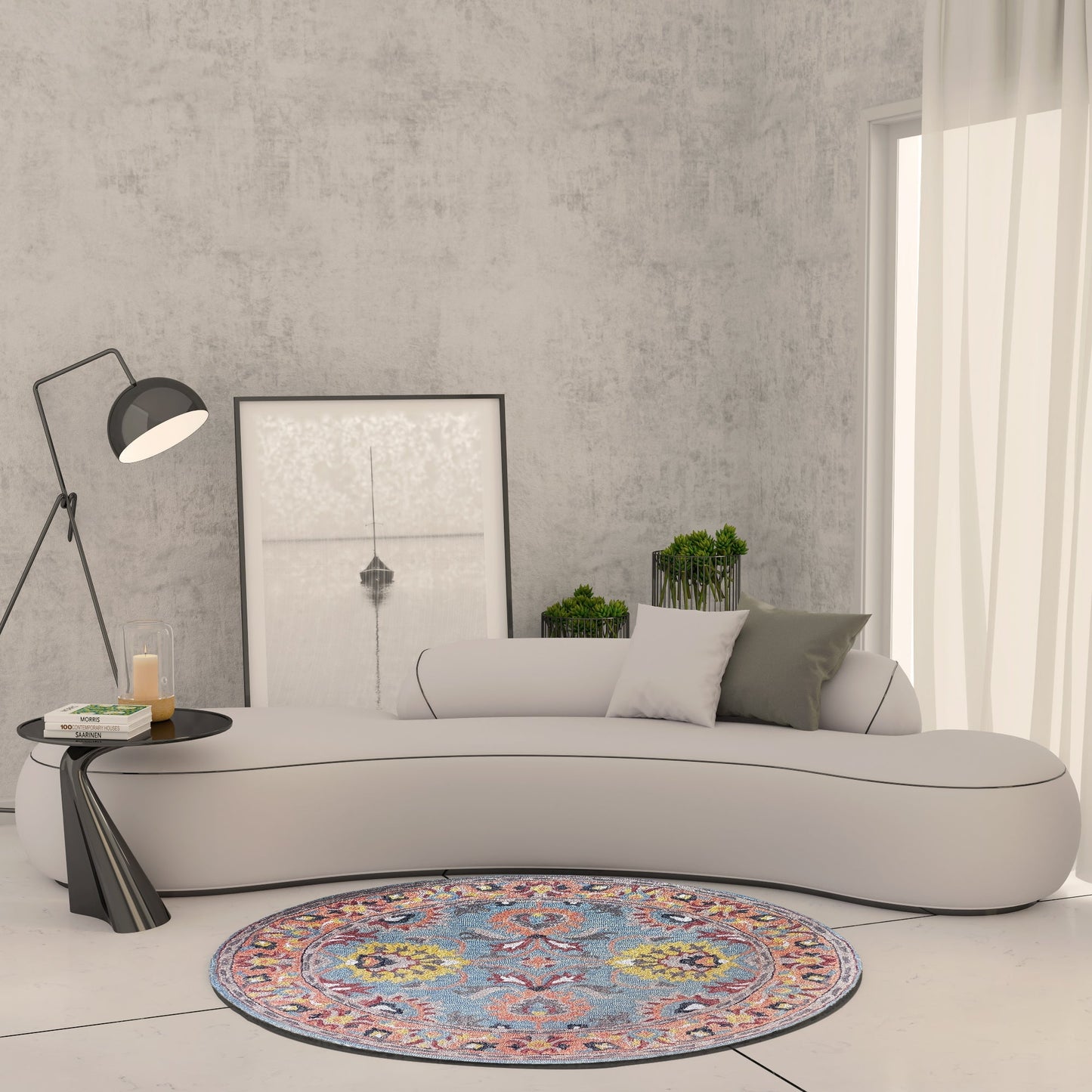 Premium Hand-Tufted Rug Made of 100% Wool - Oui Versaille - 5x5 Feet