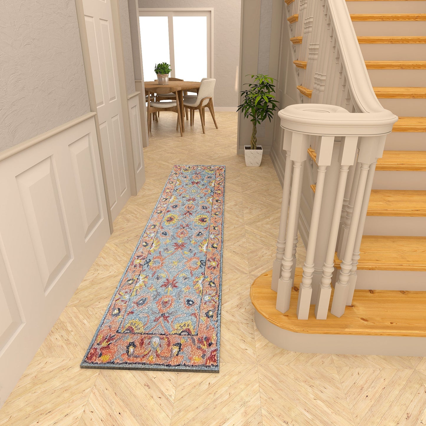 Premium Hand-Tufted Rug Made of 100% Wool - Oui Versaille - 2x8 Feet
