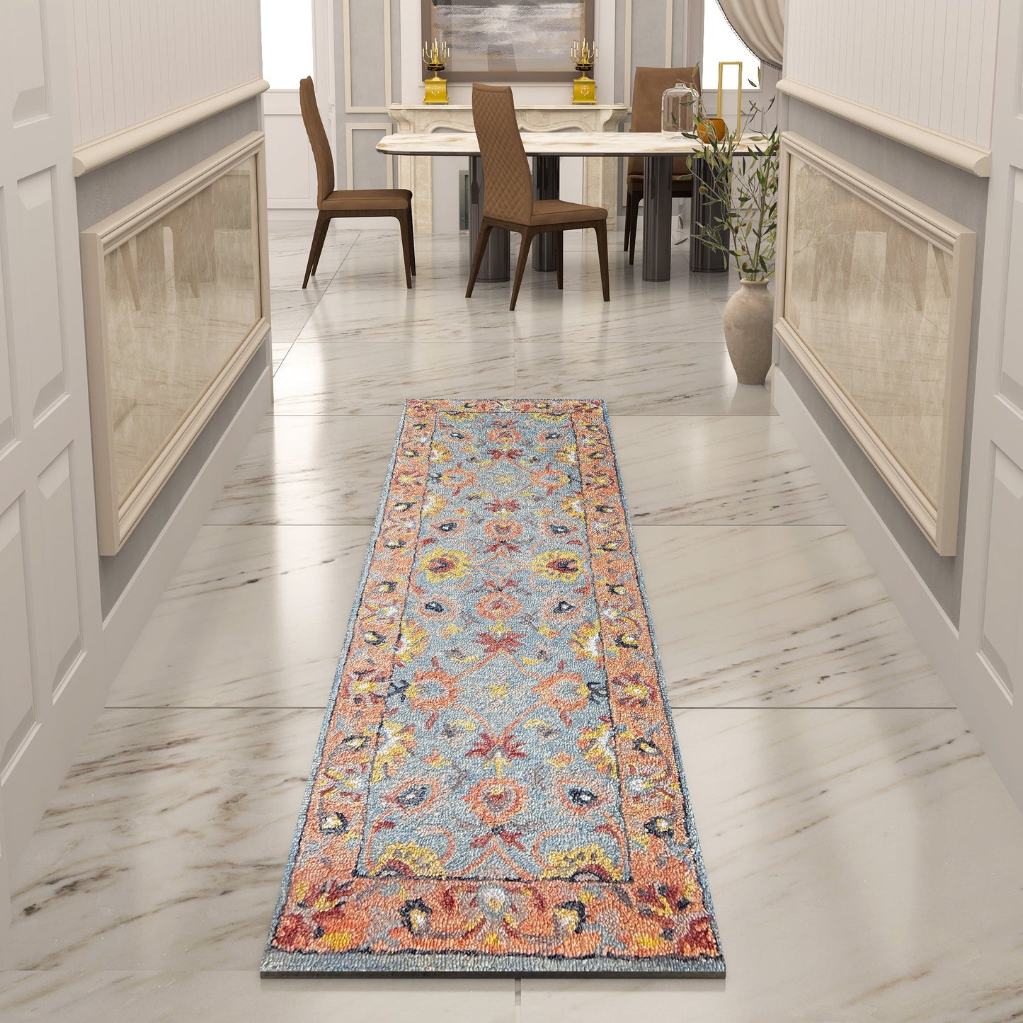 Premium Hand-Tufted Rug Made of 100% Wool - Oui Versaille - 2x10 Feet