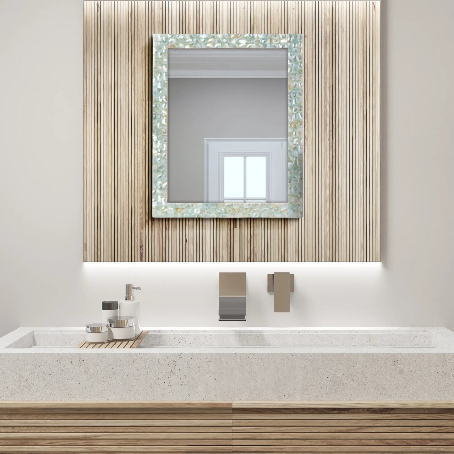 Make to Order Mother Of Pearl Green Mirror - 18x23 Inches