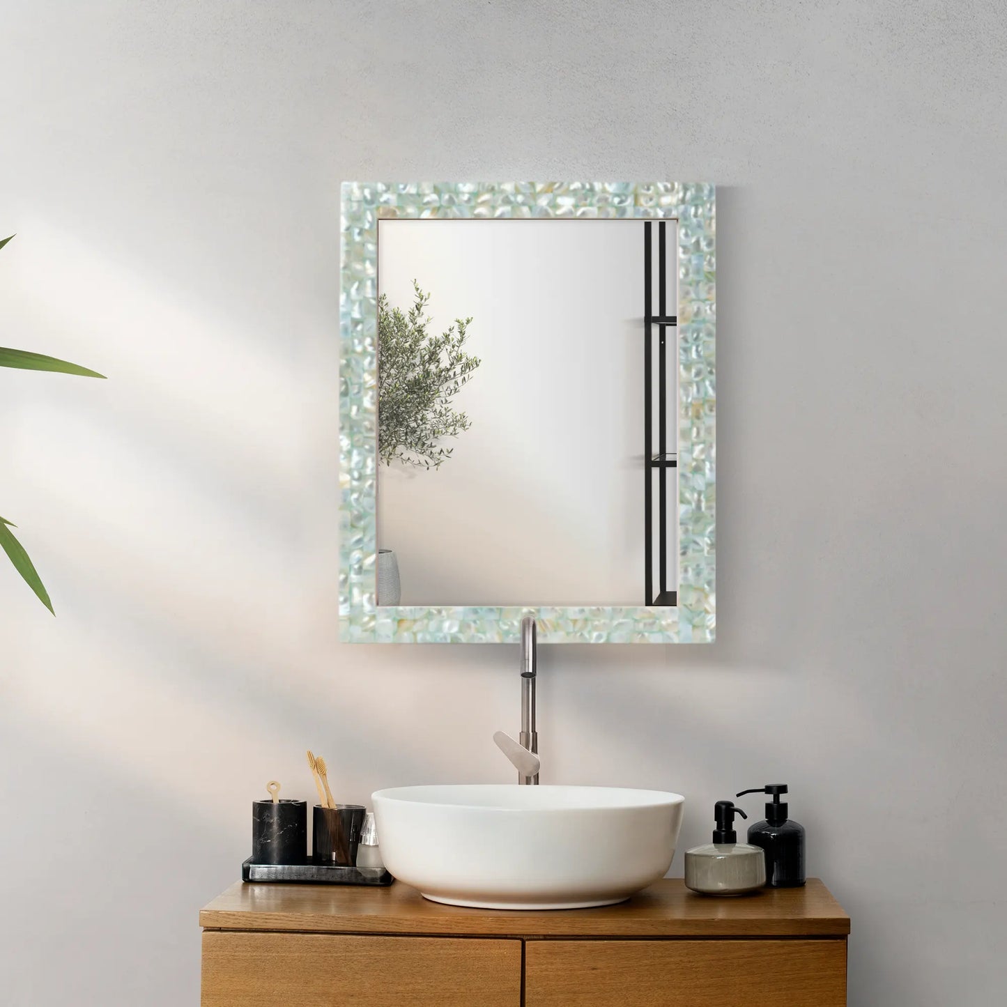 Mother Of Pearl Green Mirror - 16x20 inches