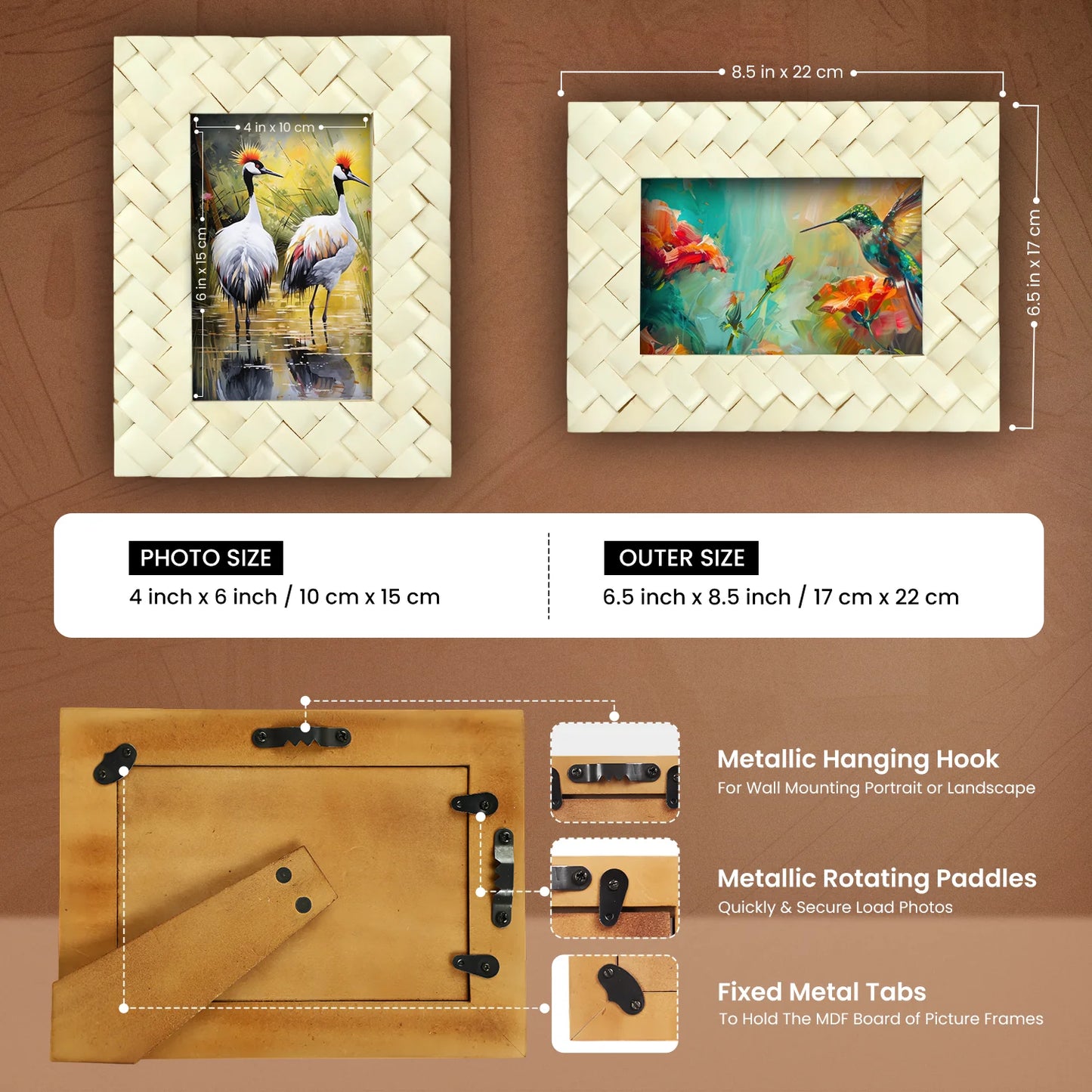 White Bone Inlay Braided Pattern Frame 4x6 & 5x7