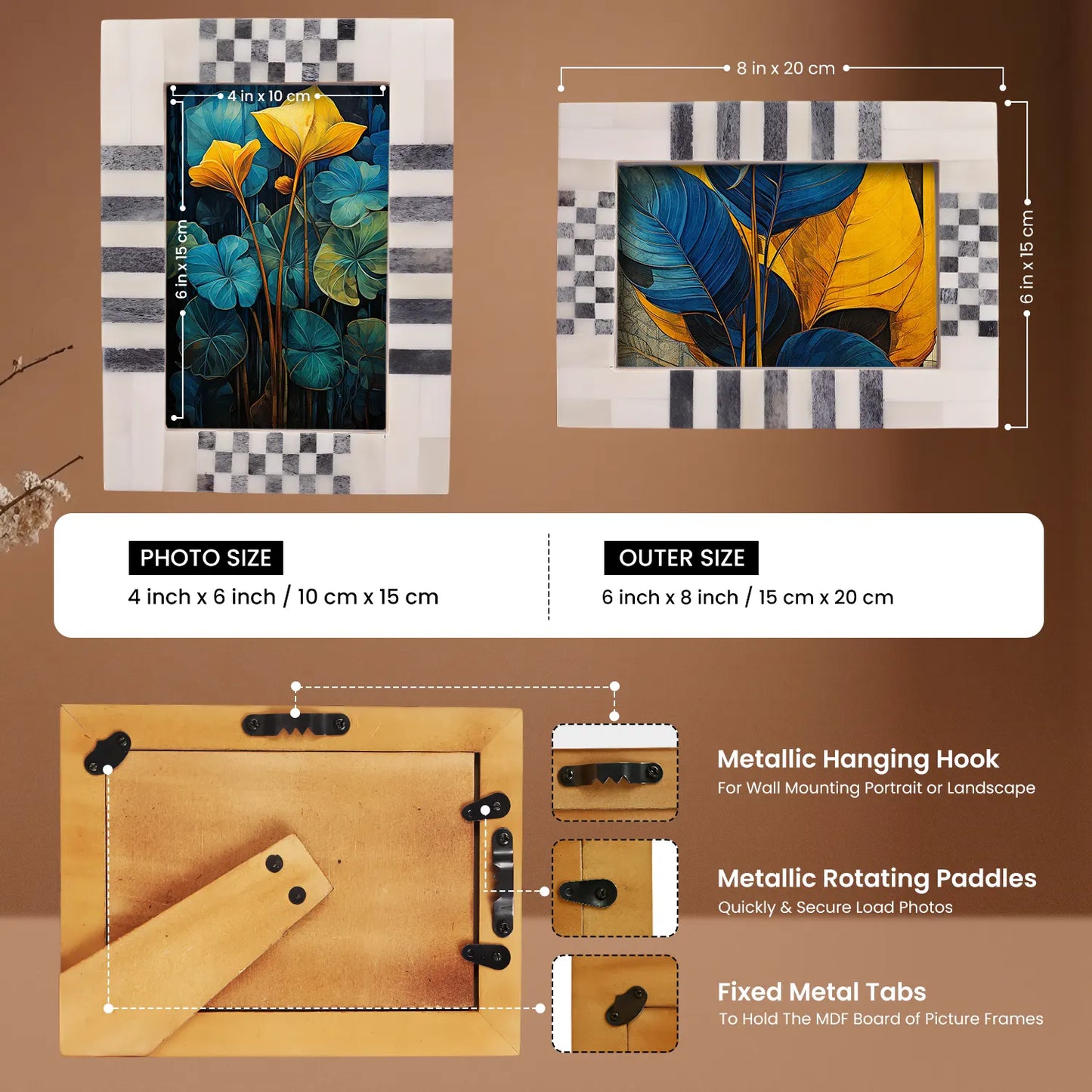CheckStripe Collection Photo Picture Frame - 4x6 & 5x7