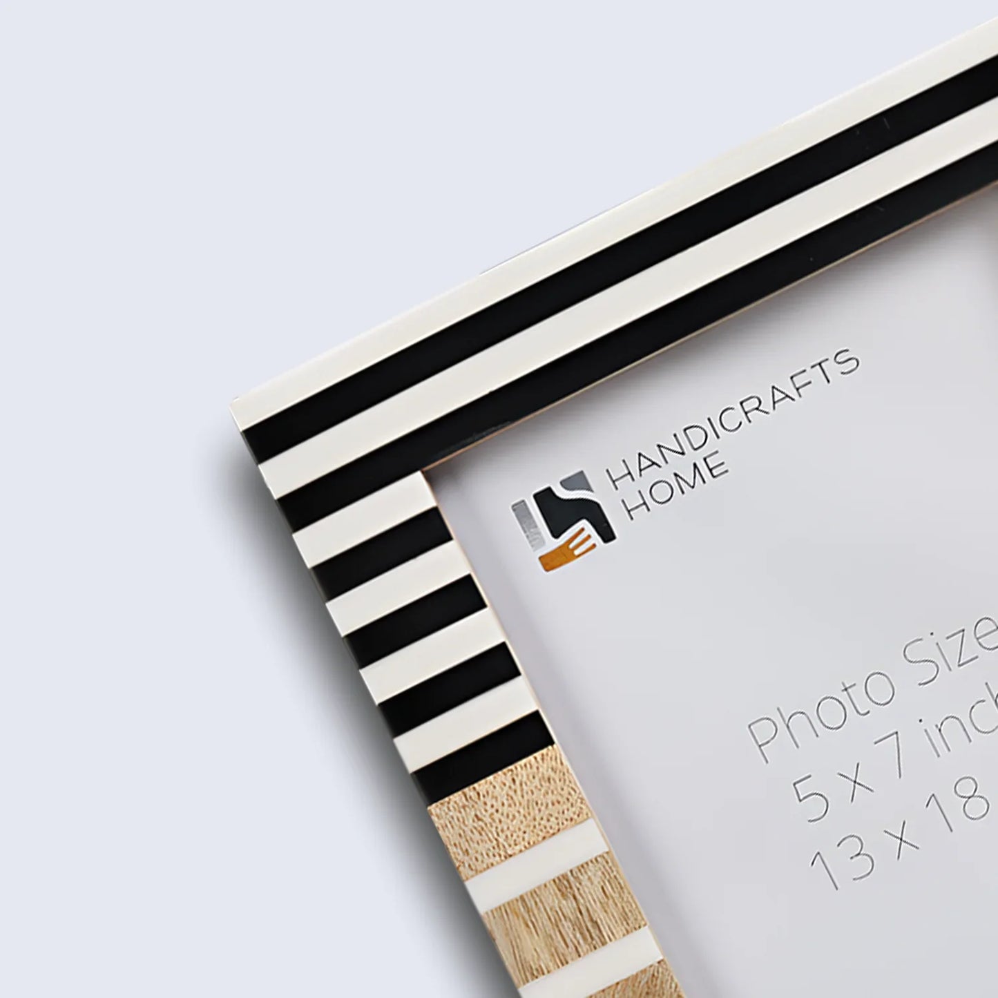 Wood & Resin Inlay Stripewood Picture Frame, Black & White