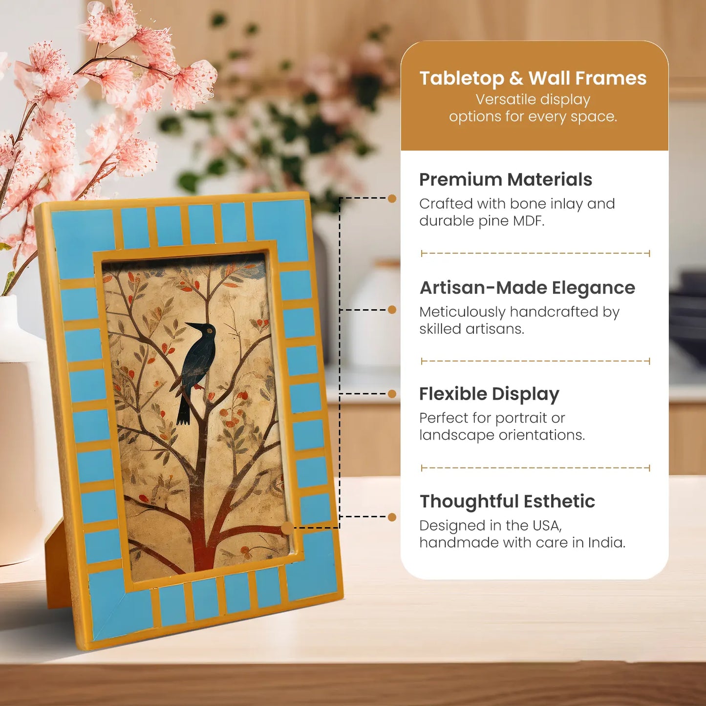 Turquoise Square Resin Inlay Picture Frame 4x6 & 5x7