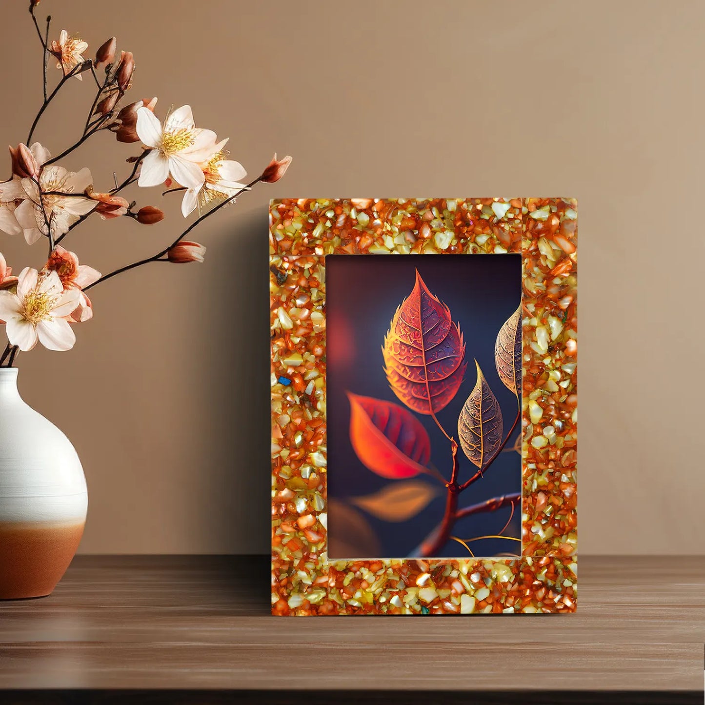 Mother of Pearl Crush Resin Inlay Picture Frame 4x6 in 4 Colors