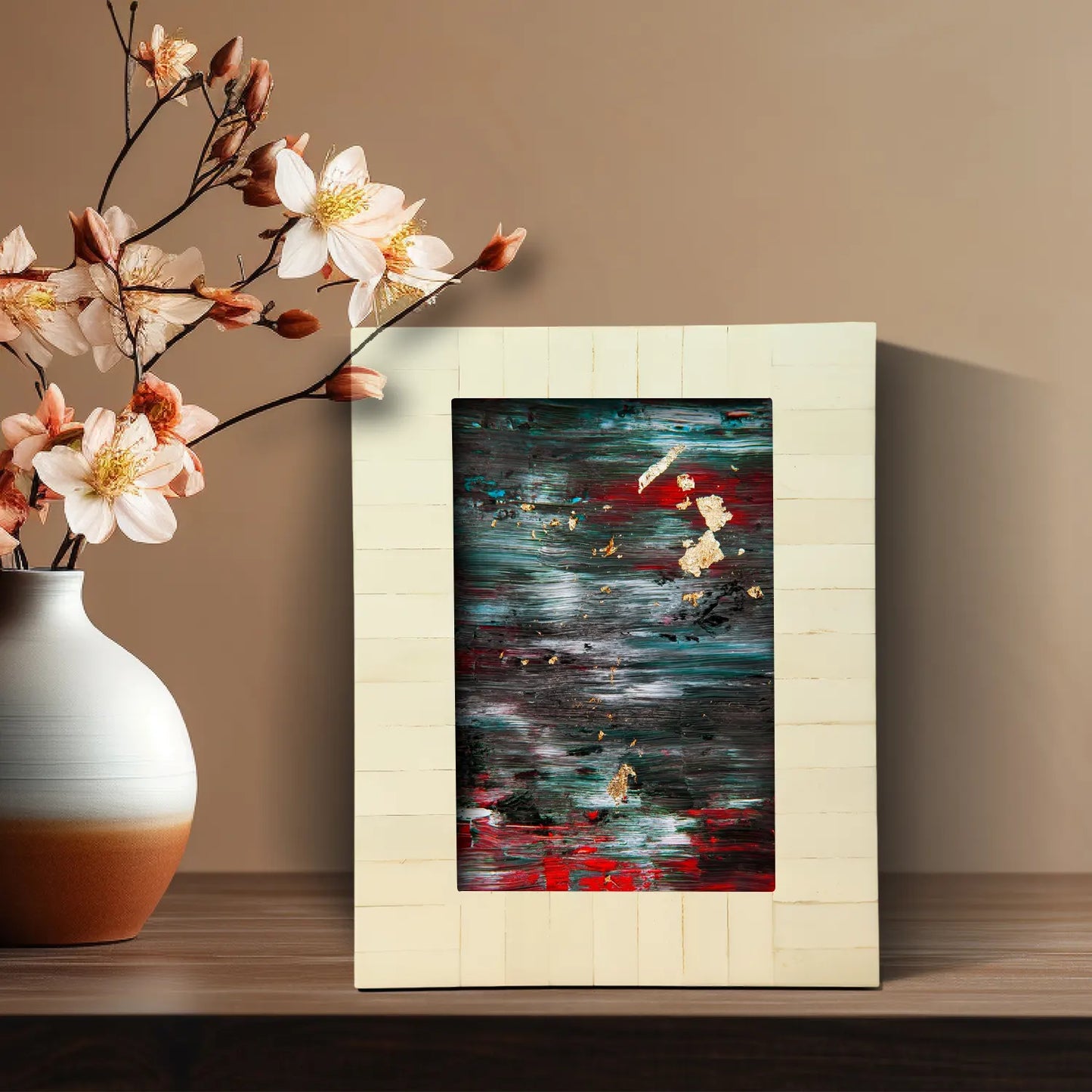 Picture Frames Classic Pattern Bone Inlay Collection in 2 Sizes, Make to Order, White