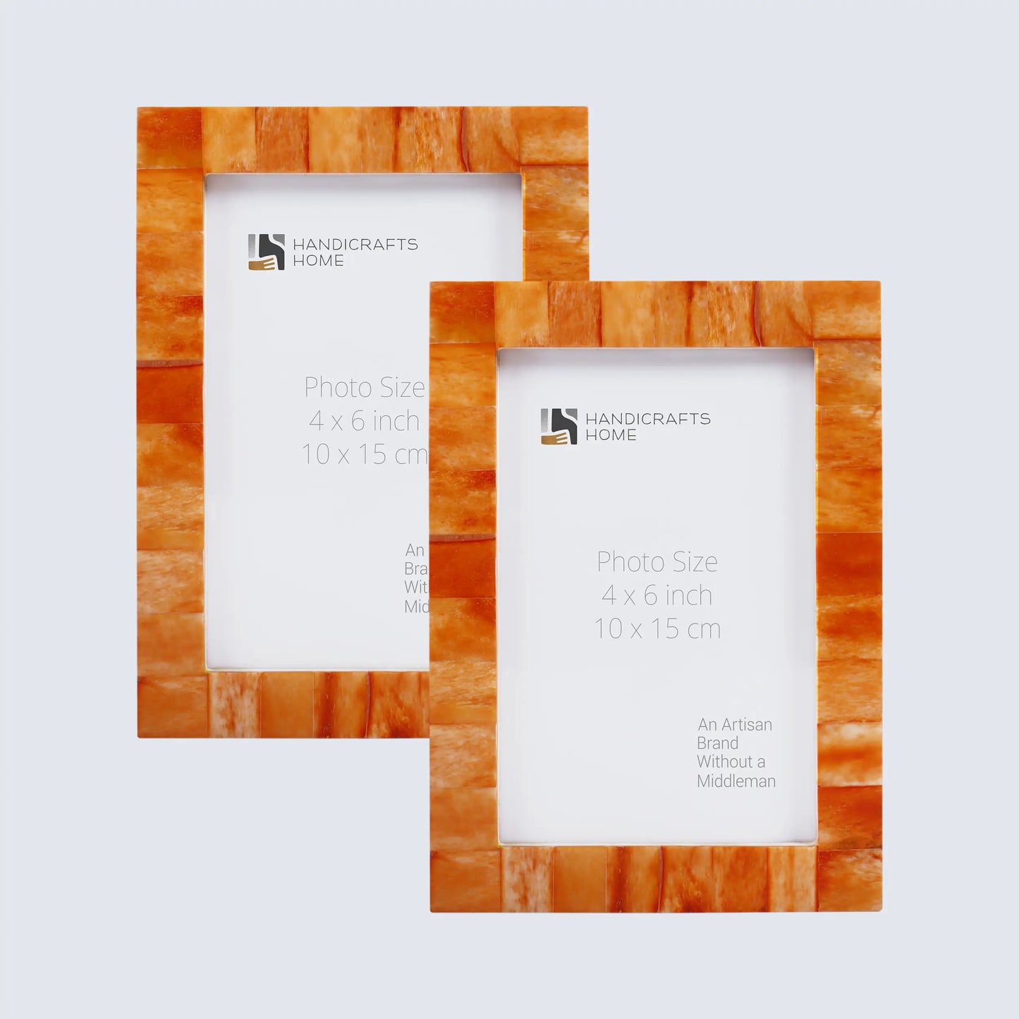 Picture Frames Classic Pattern Bone Inlay Collection in 3 Sizes, Pack of 2 - Orange