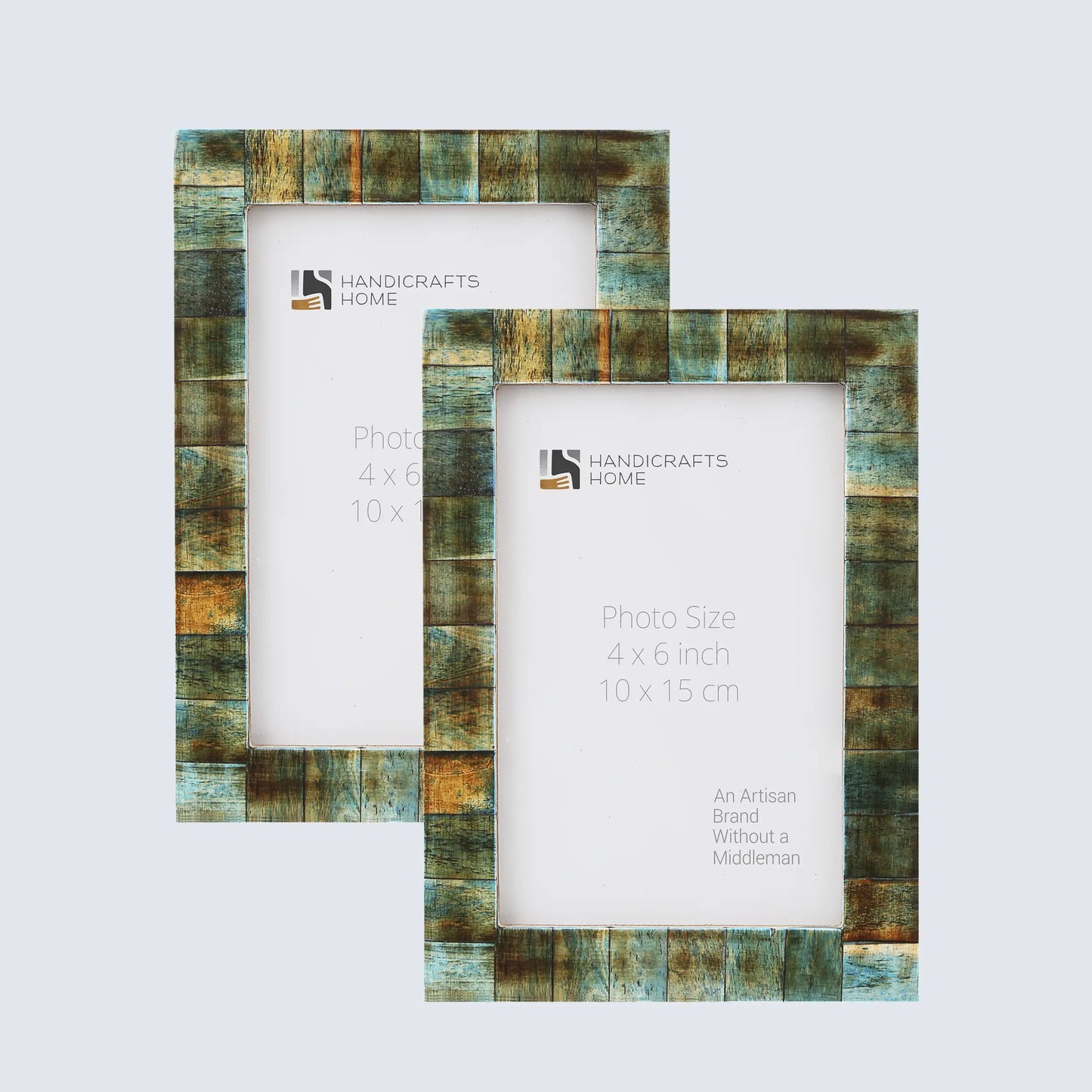Picture Frames Verdigris Bone Inlay Collection in 3 Sizes, Pack of 2