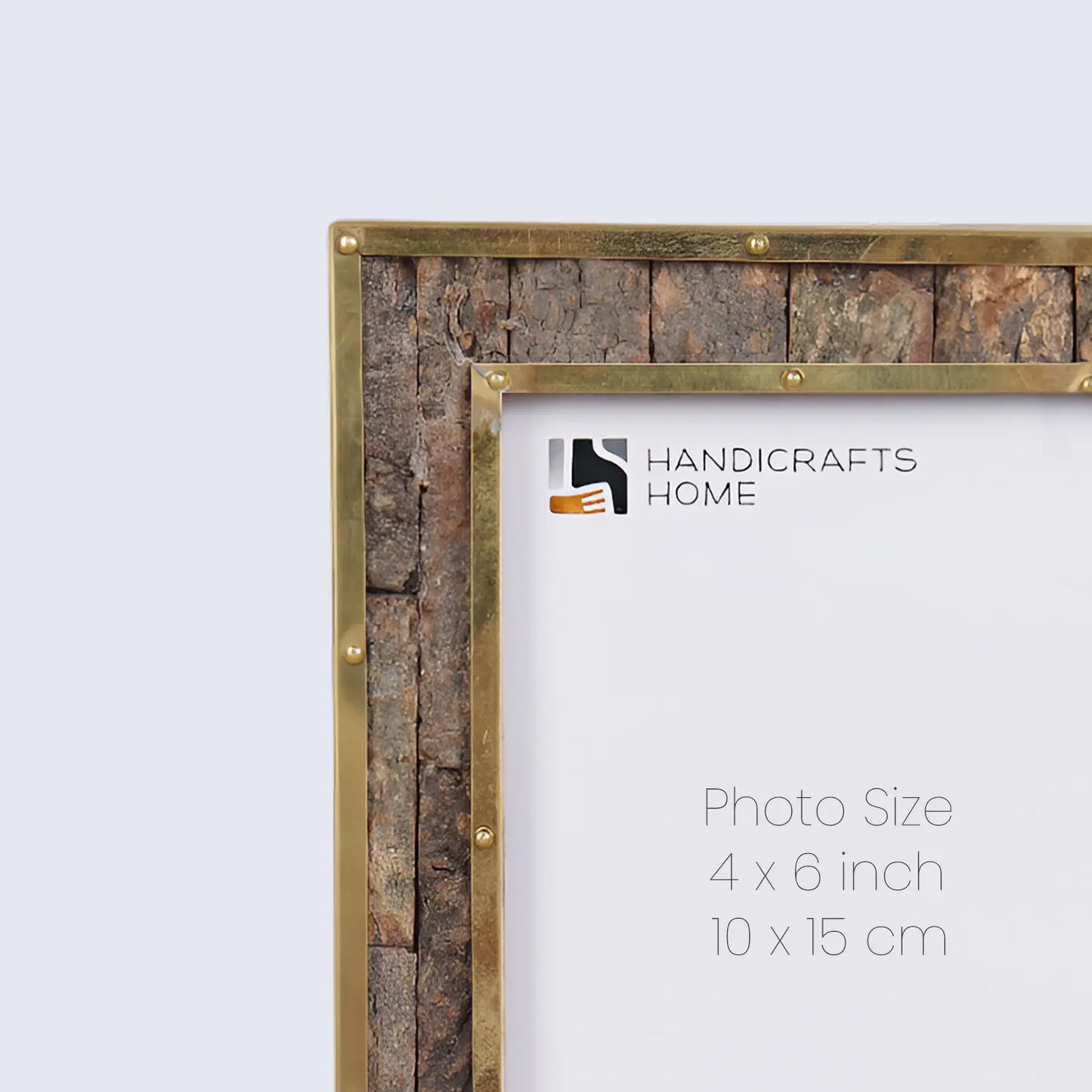 Brass & Wood Inlay Blacksmith Bastion Picture Frame, Brown & Gold 4x6