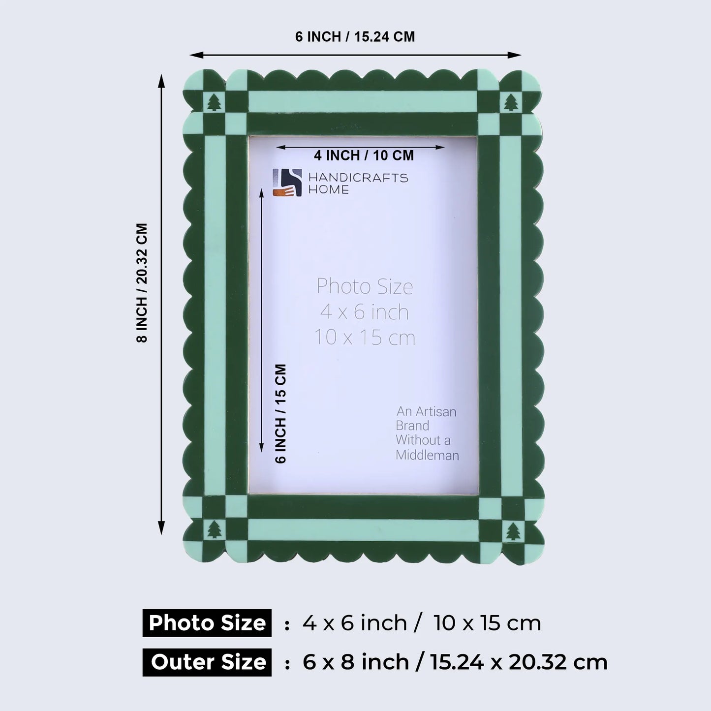 Picture Frames Chalet Verde Pattern Resin Inlay Collection in 2 Sizes