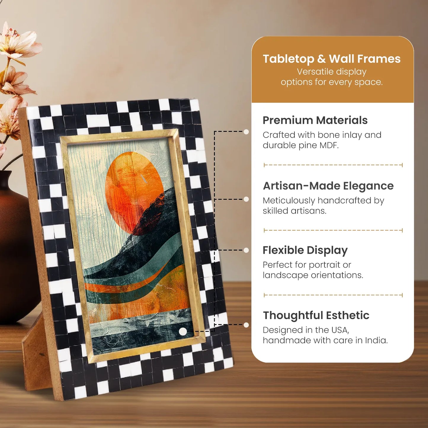 Picture Frames Halo Mosaic Pattern Resin Inlay Collection, 4x6
