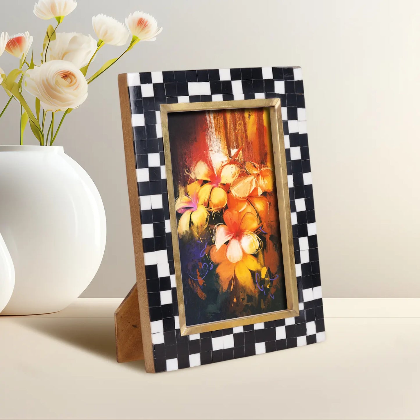 Picture Frames Halo Mosaic Pattern Resin Inlay Collection, 4x6