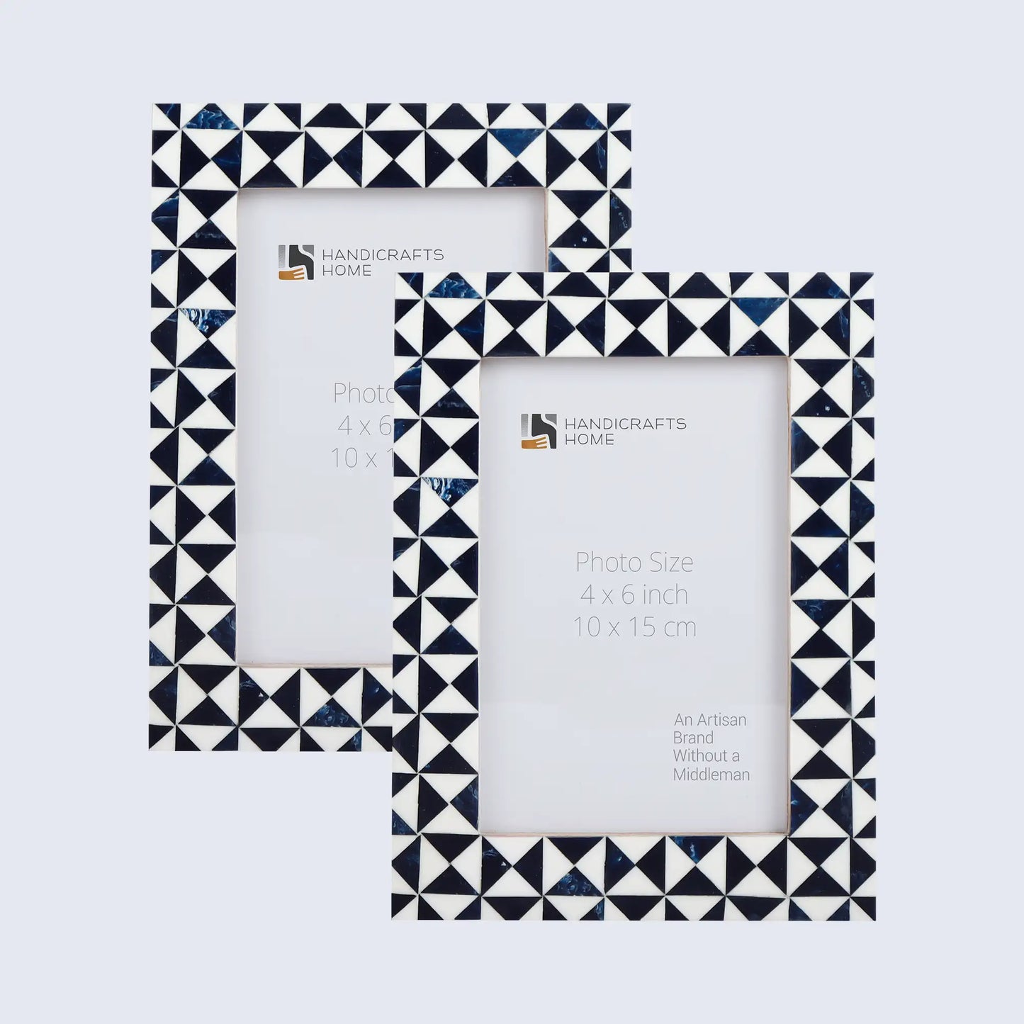 Picture Frames Marquet Indigo Pattern Resin Inlay Collection in 8 Sizes, Pack of 2
