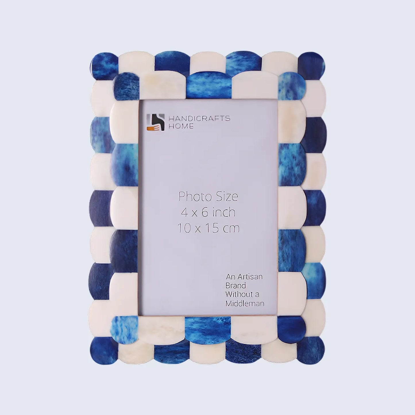 Picture Frames Scalloped Pattern Bone Inlay Collection in 4 sizes, Blue