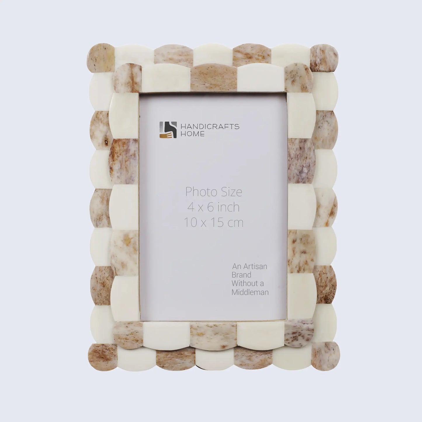 Picture Frames Scalloped Pattern Bone Inlay Collection in 4 sizes, Brown