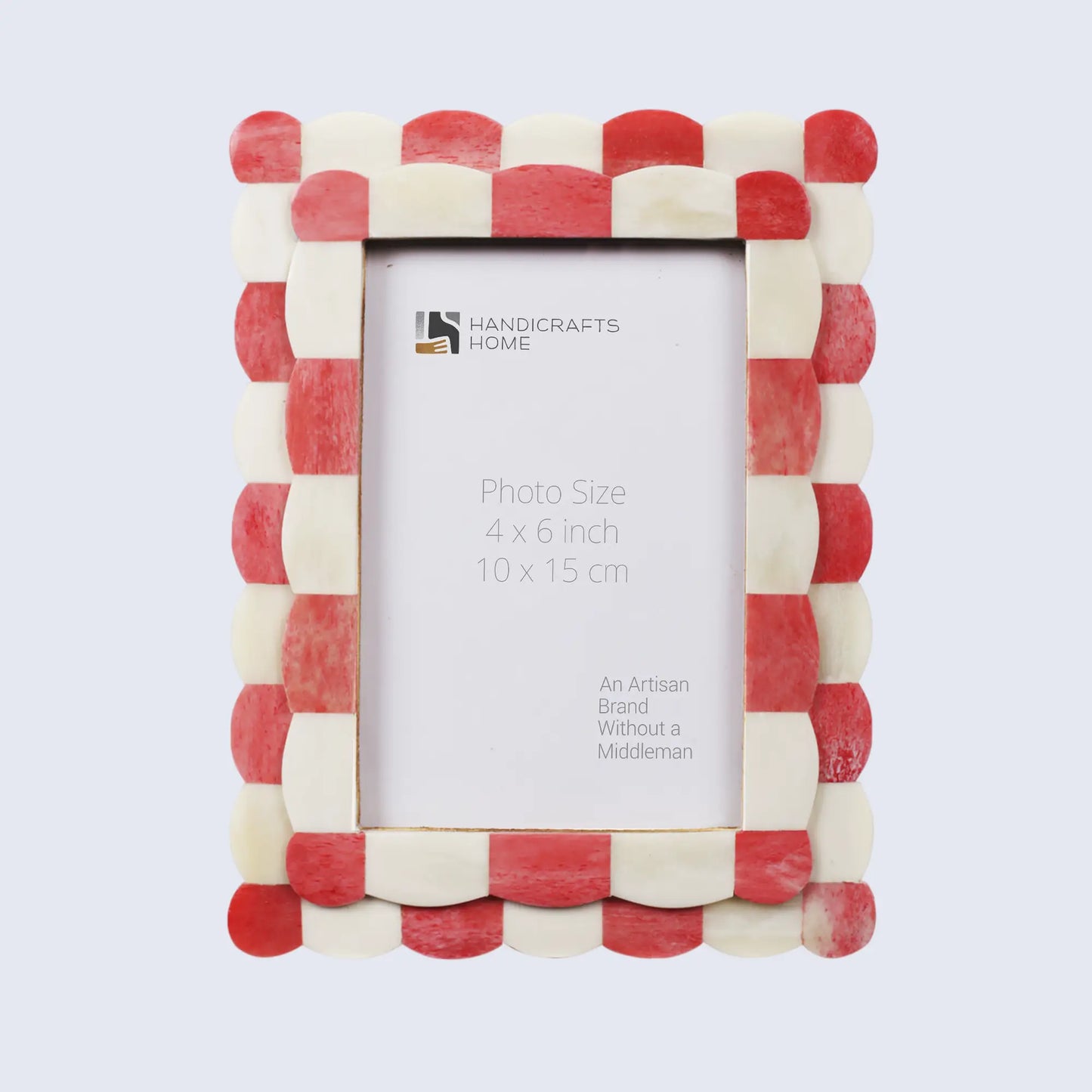 Picture Frames Scalloped Pattern Bone Inlay Collection in 4 sizes, Red