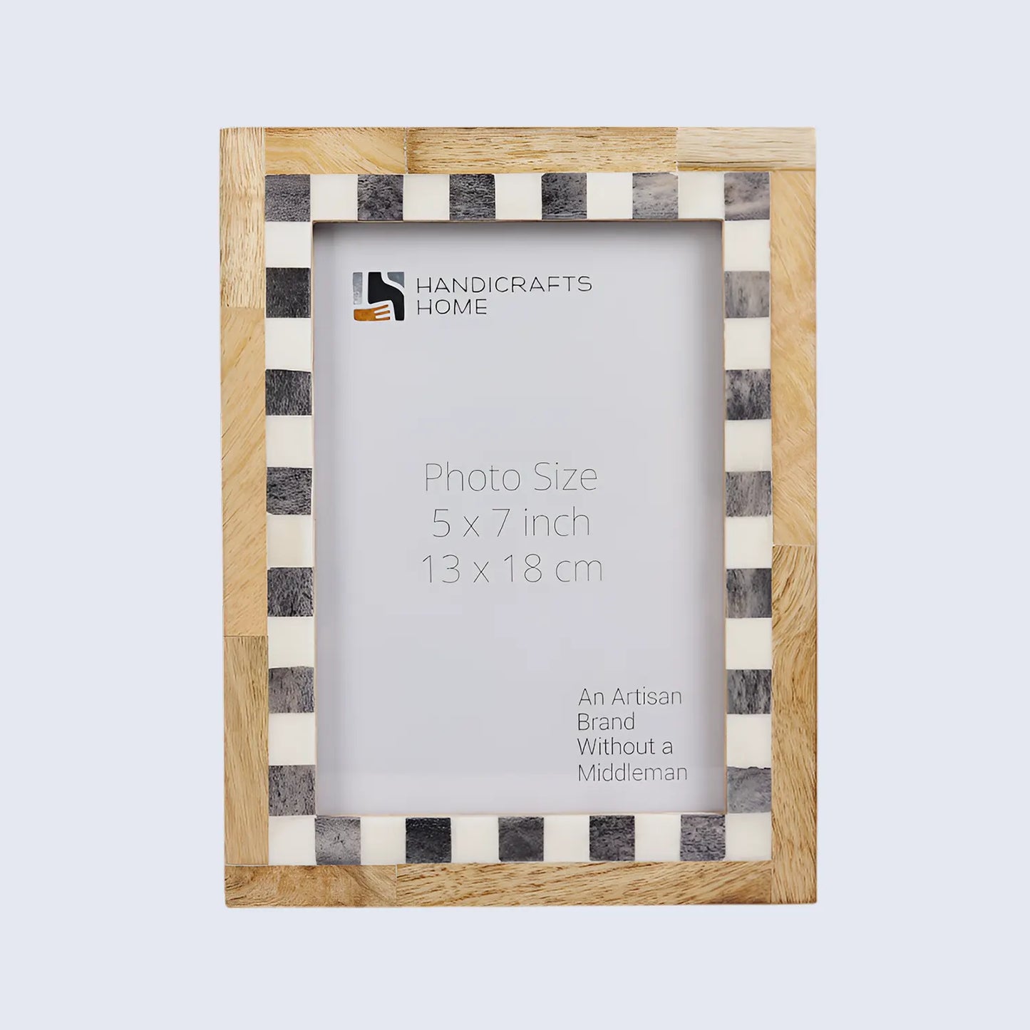Checkered Bone Inlay Picture Frame, Grey & White