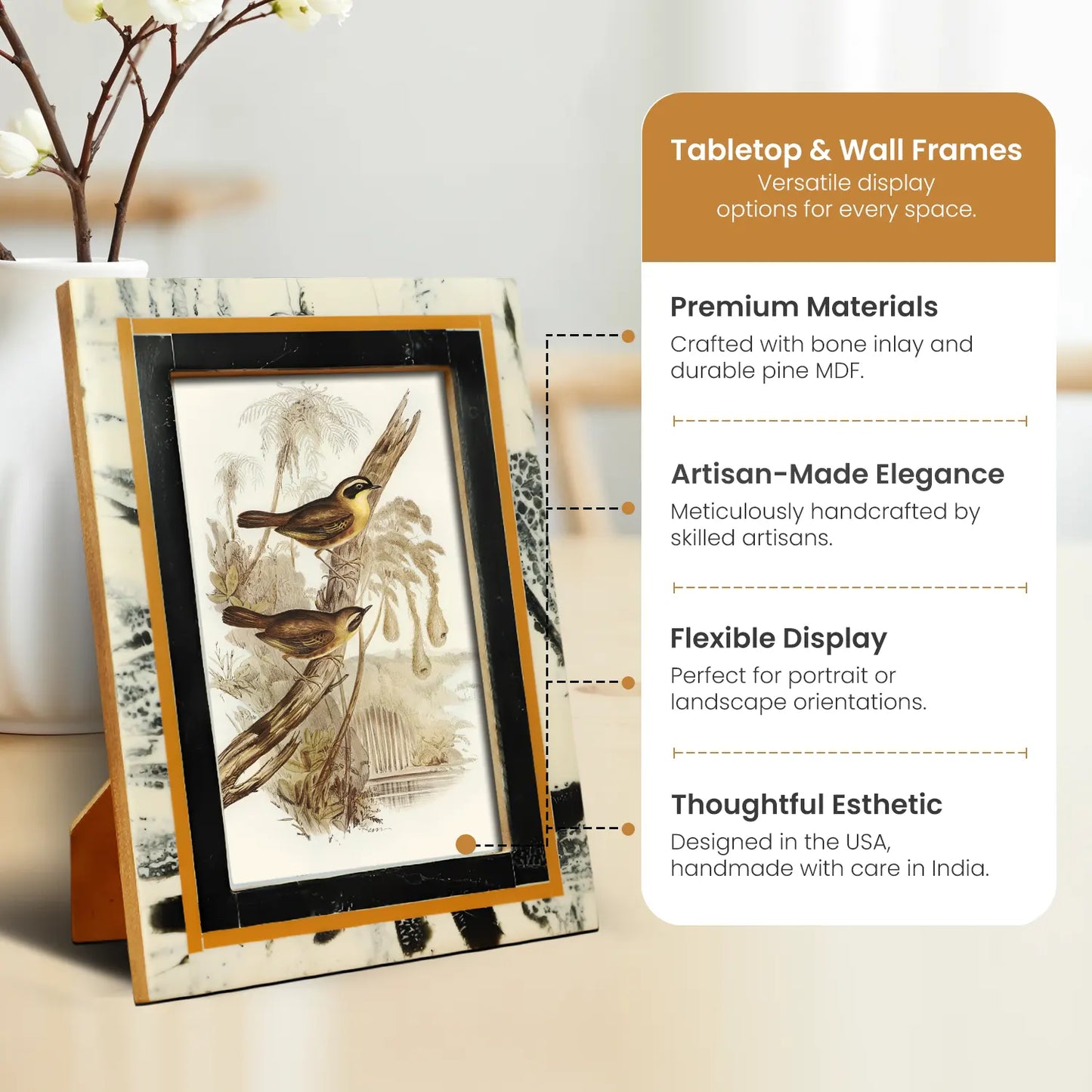 Black Abstract Ink Resin Inlay Picture Frame in 4x6 & 5x7