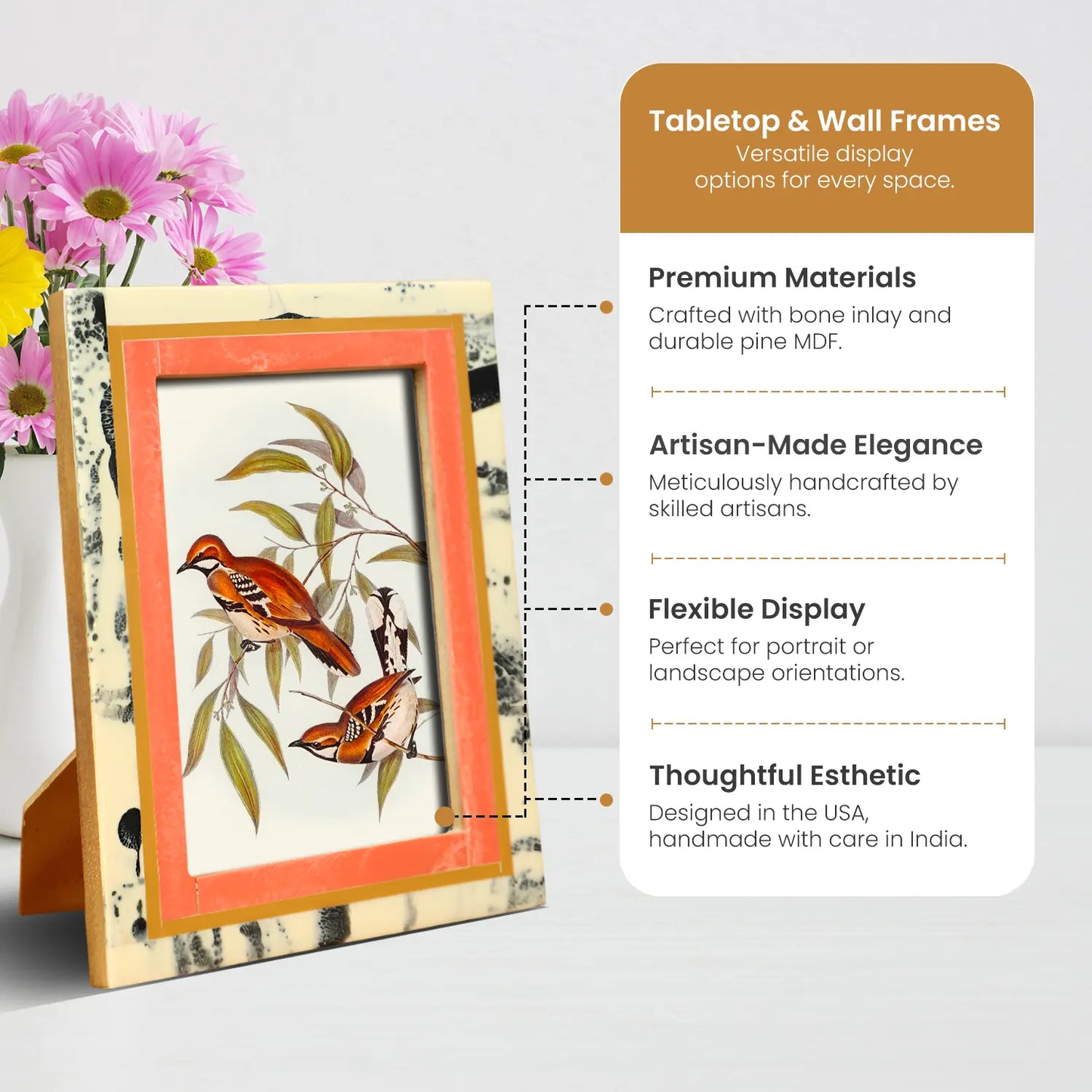 Peach Abstract Ink Resin Inlay Picture Frame in 4x6 & 5x7