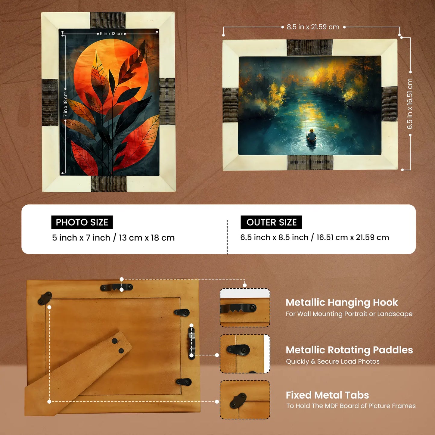 Picture Frames Sea Siren Teles Bone & Horn Inlay Collection in 2 Sizes