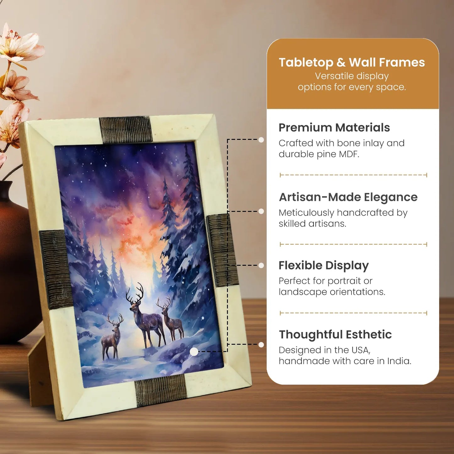 Picture Frames Sea Siren Teles Bone & Horn Inlay Collection in 2 Sizes