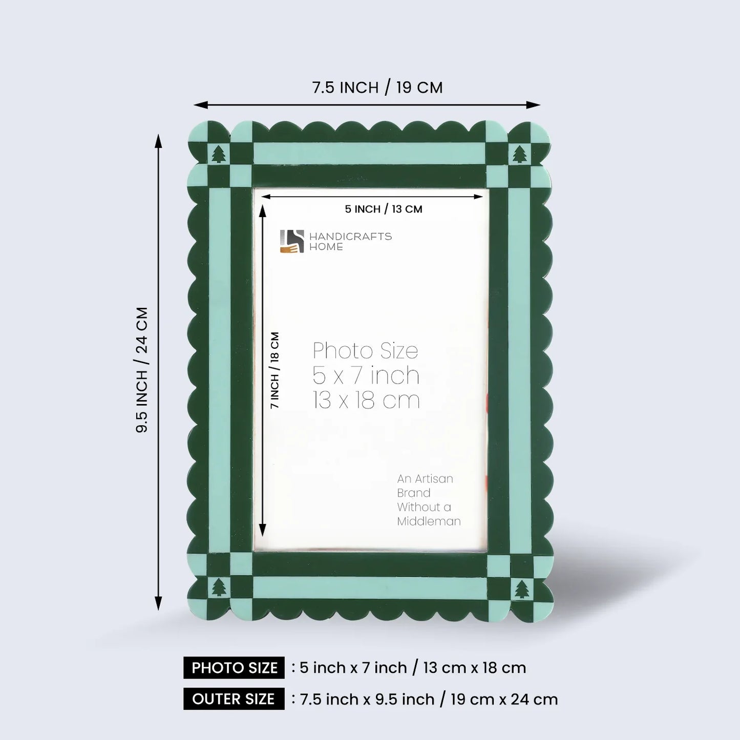 Picture Frames Chalet Verde Pattern Resin Inlay Collection in 2 Sizes