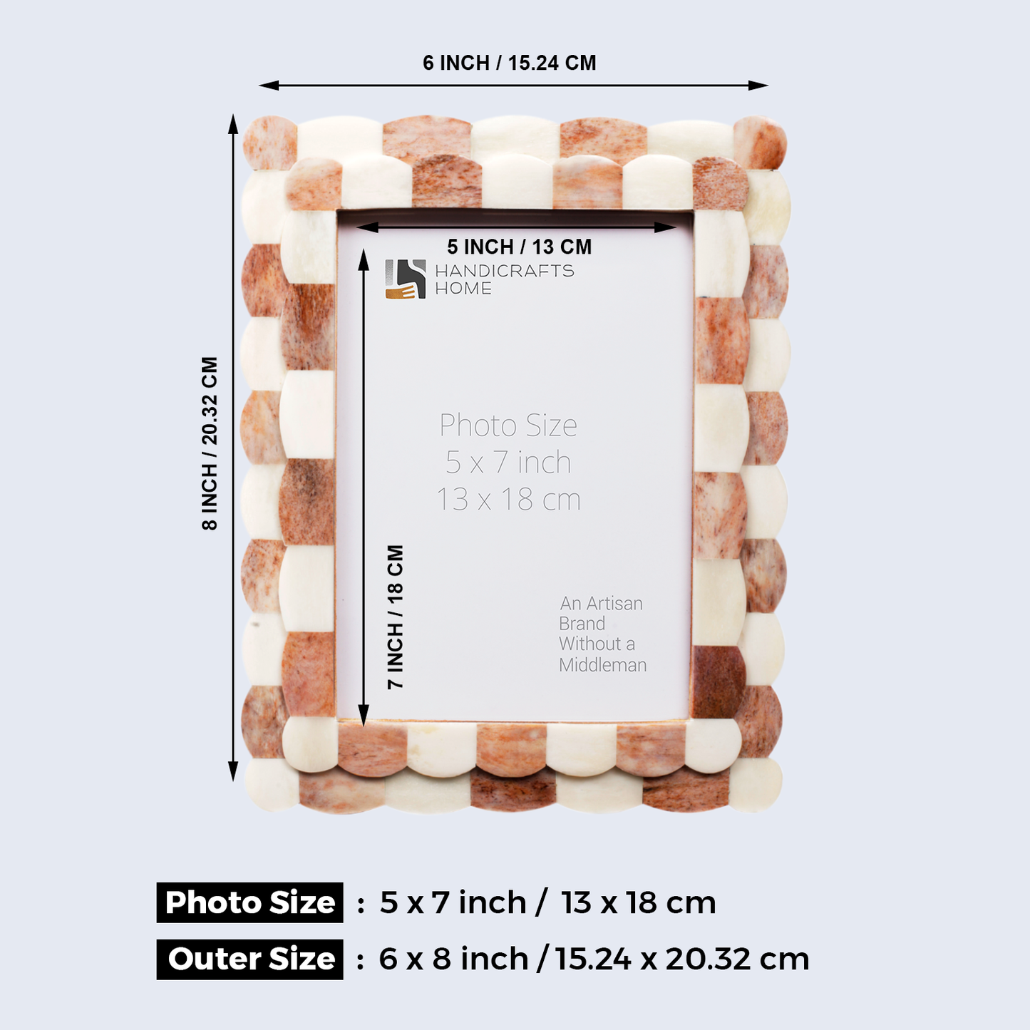 Picture Frame Scalloped Art Brown & White 5x7 - Combo Set of 3