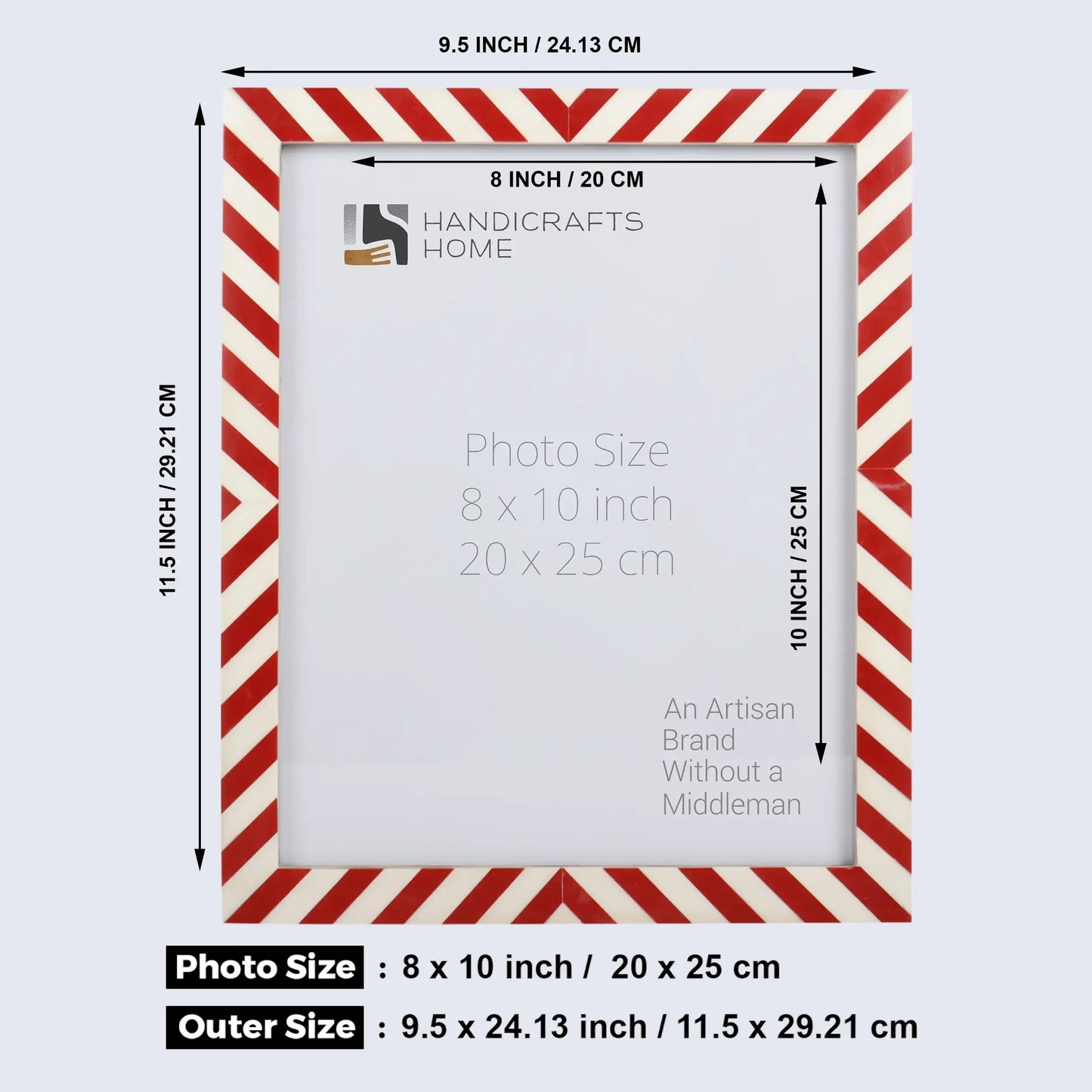 Picture Frames Candy Cane Strawberry Pattern Bone & Resin Inlay Collection in 3 Sizes, Pack of 2