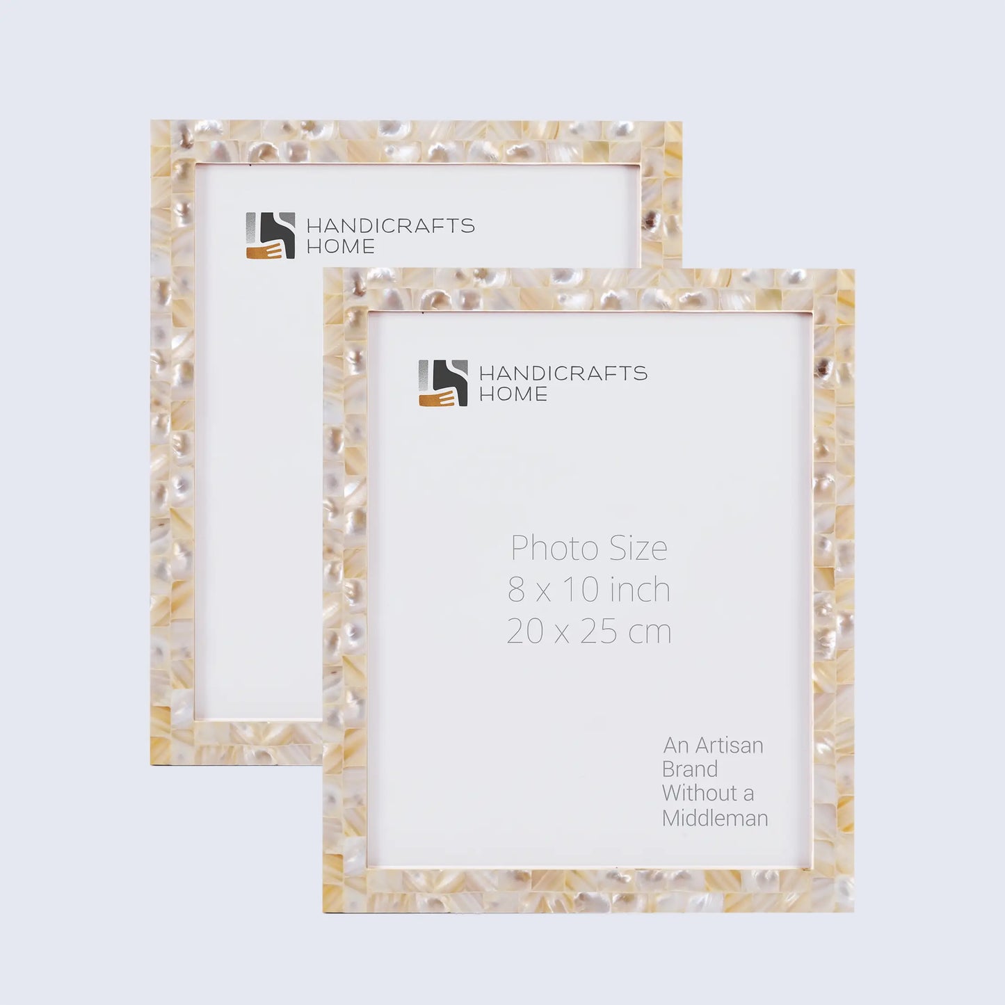 Picture Frames Mother of Pearl Pack of 2 Collection in 3 Sizes, White