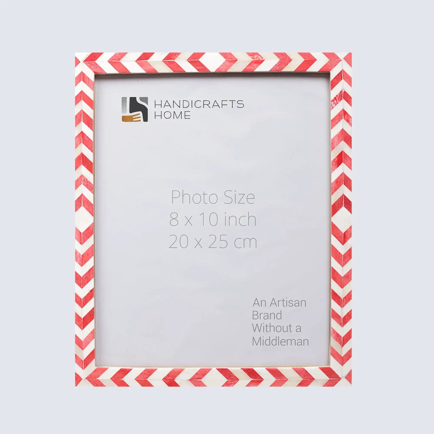 Picture Frames Mosaic Chevron Pattern Bone Inlay Collection in 3 sizes, Red