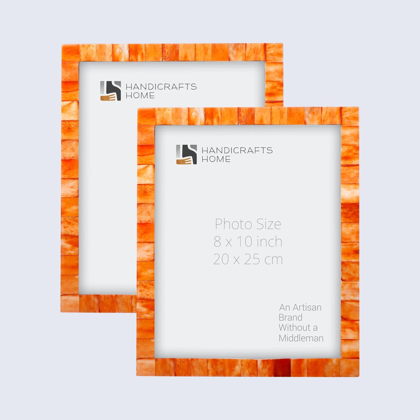 Picture Frames Classic Pattern Bone Inlay Collection in 3 Sizes, Pack of 2 - Orange