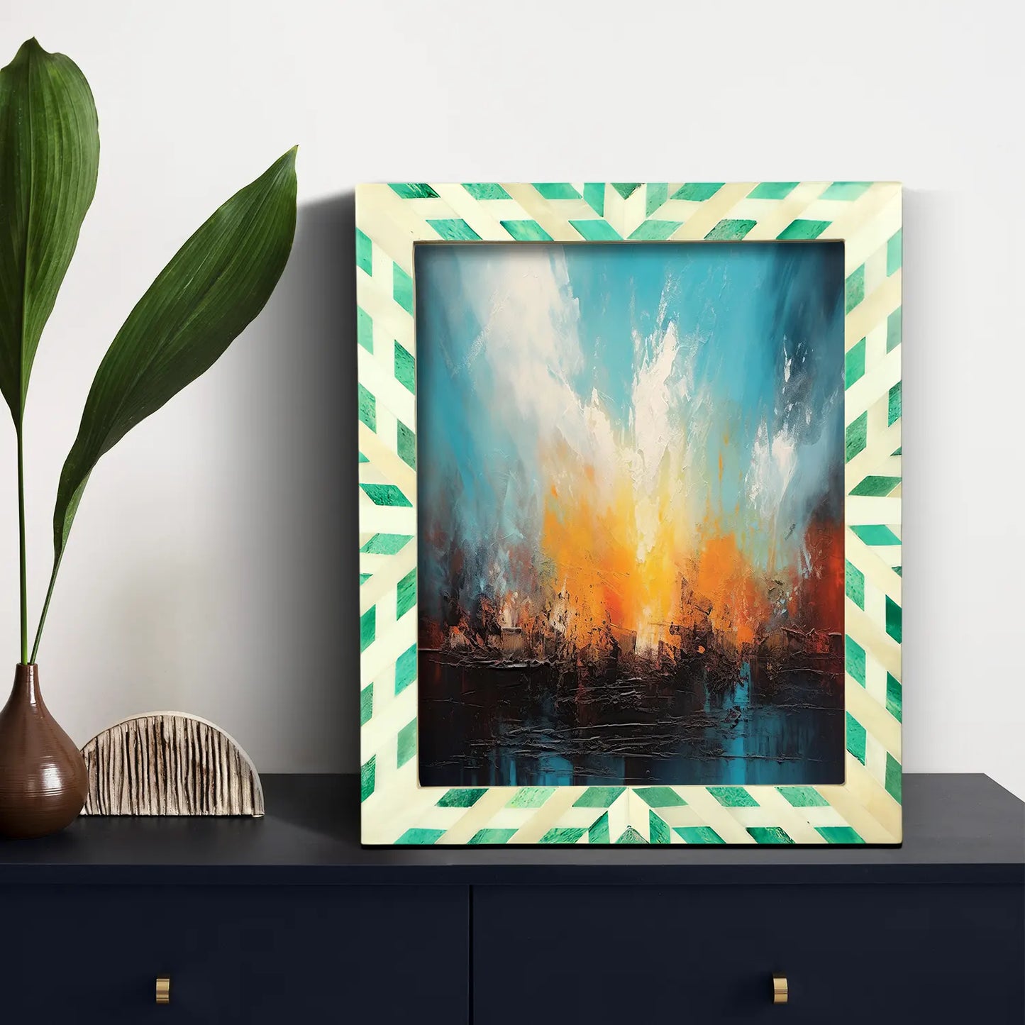 Picture Frames Hypno Nature Pattern Bone Inlay Collection in 3 Sizes