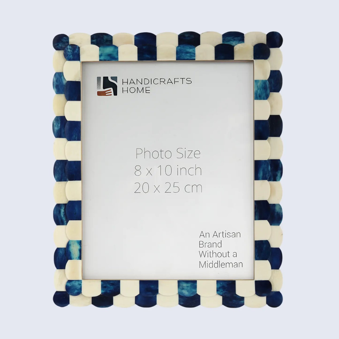 Picture Frames Scalloped Pattern Bone Inlay Collection in 4 sizes, Blue