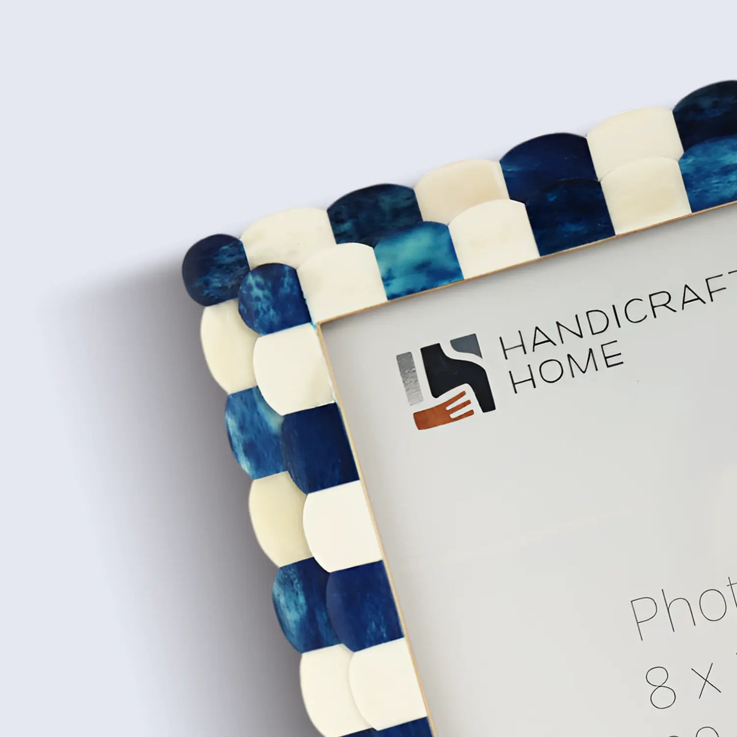 Picture Frames Scalloped Pattern Bone Inlay Collection in 4 sizes, Blue