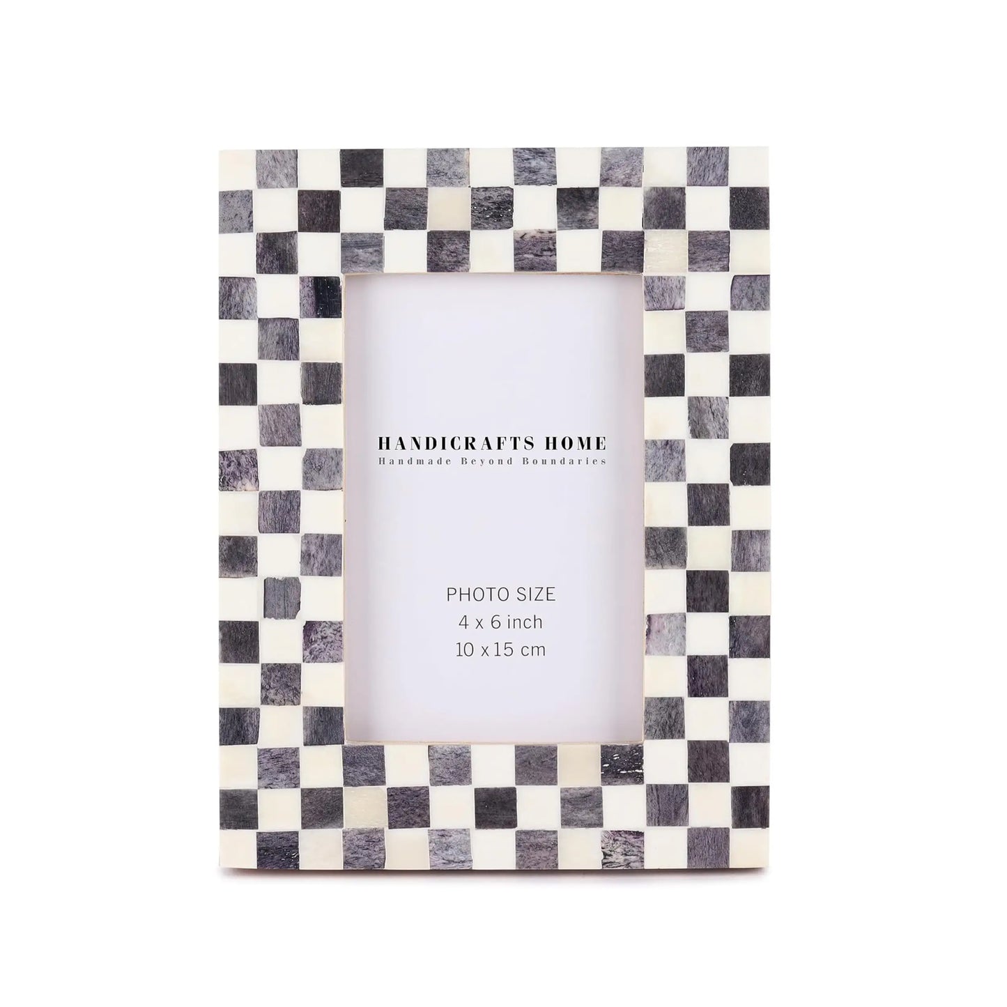 Picture Frames Checked Pattern Inspired Bone Inlay 4x6 & 5x7, Grey & White