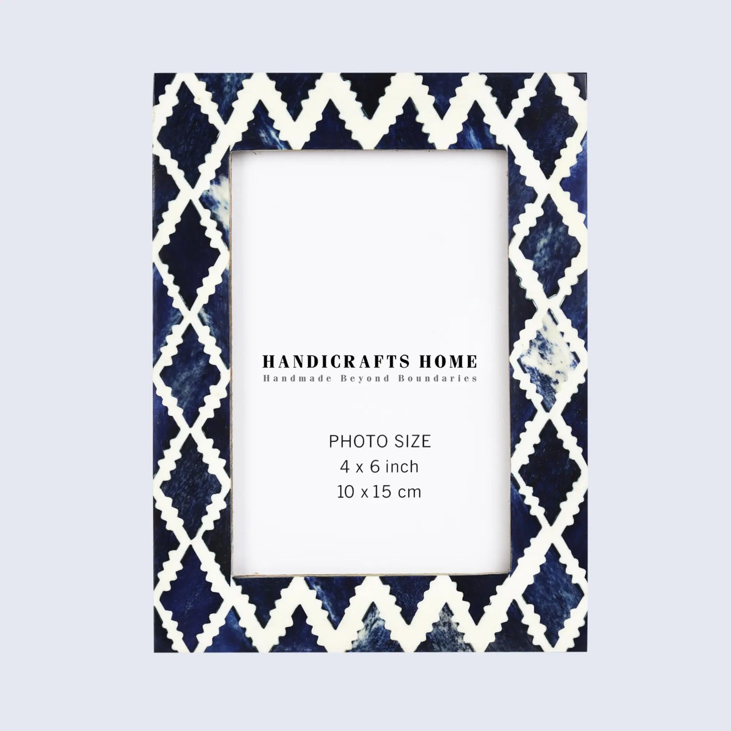 Picture Frames Indigo Mosaic Diamond Pattern Bone & Resin Inlay Collection, 4X6