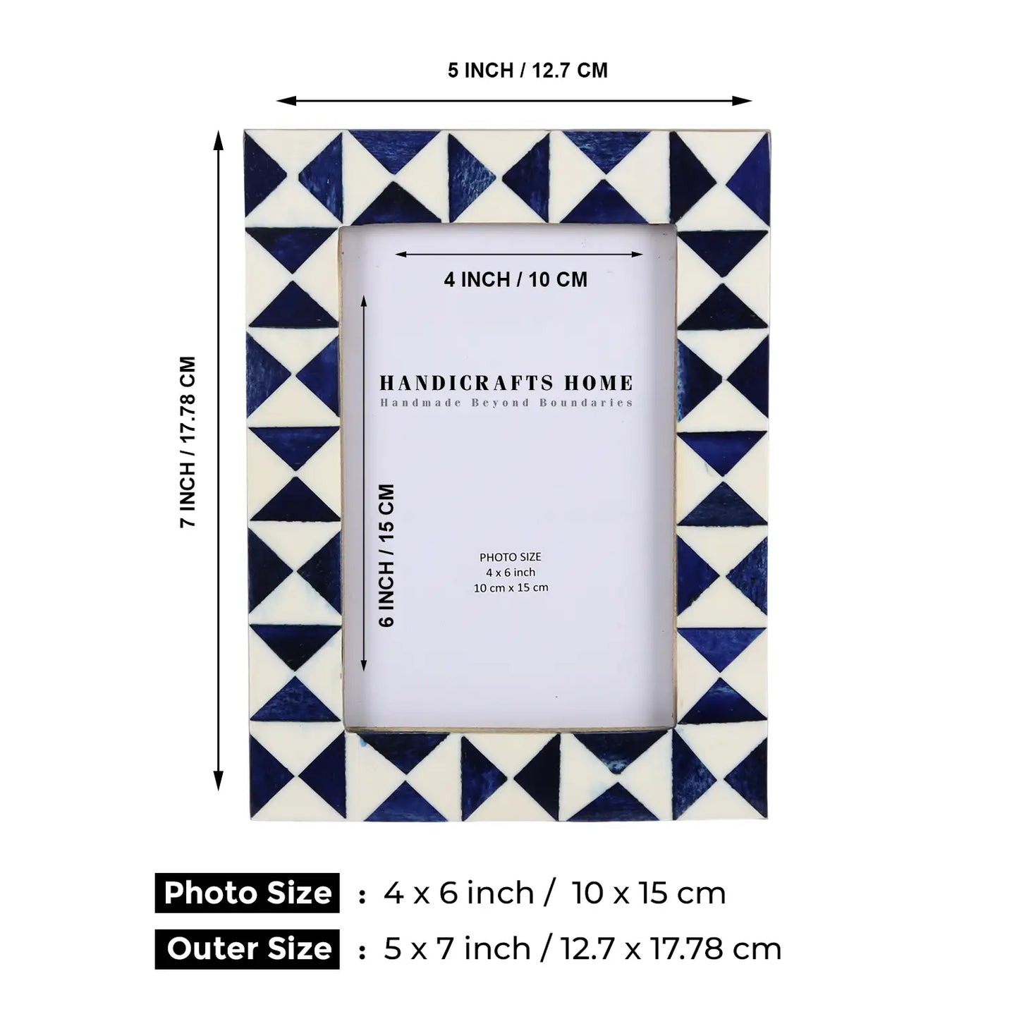 Picture Frames Indigo Bone Inlay Collection in Blue, 4x6